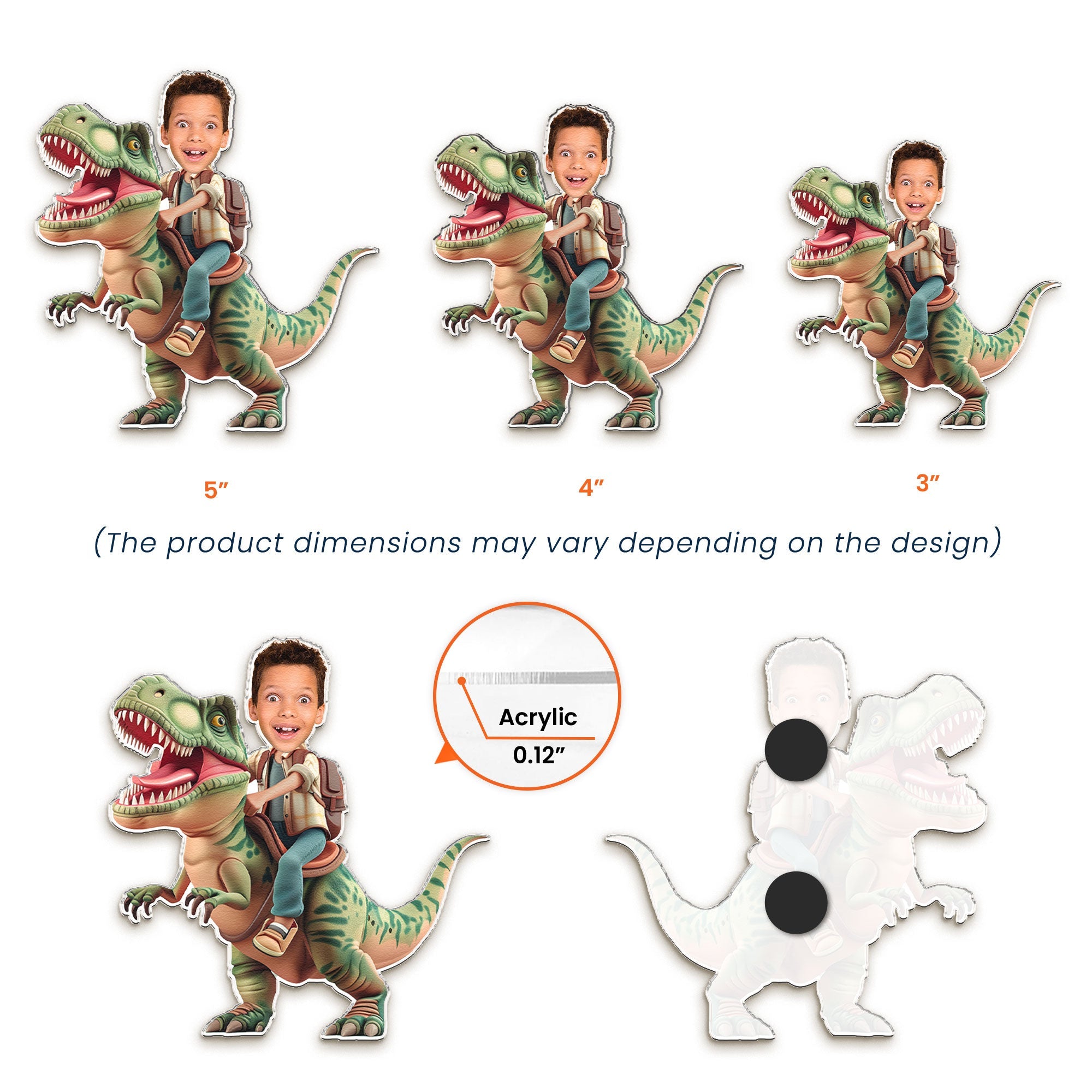 Riding Dinosaur - Gifts For Son, Grandson, Little Boys - Personalized Magnet