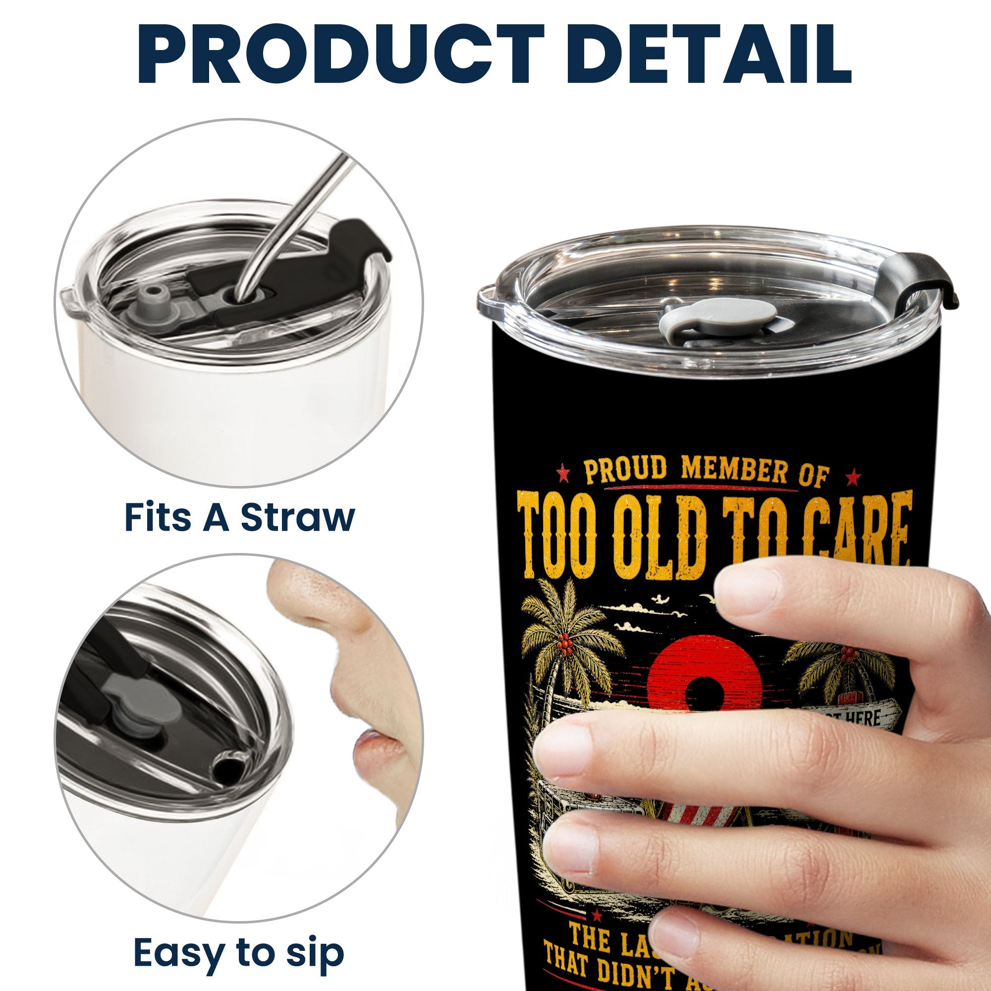 Proud Member Of Too Old To Care - Funny Gift For Him, Dad, Husband, Boss, Retirement Gifts - Personalized Tumbler