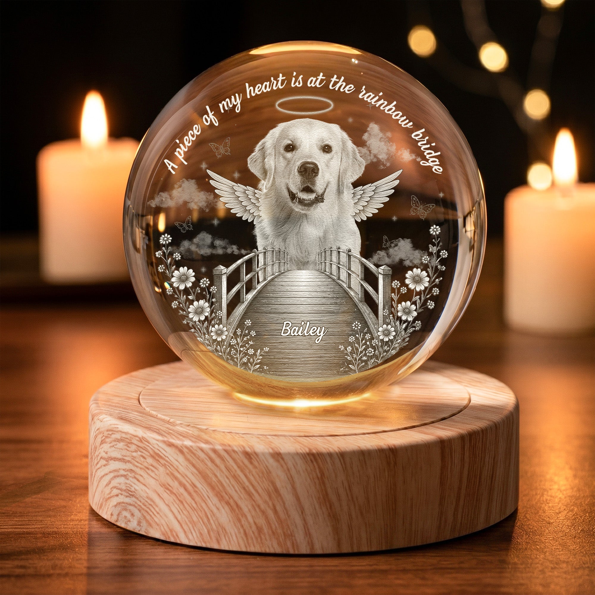 Rainbow Bridge Pet Memorial - Personalized Night Light