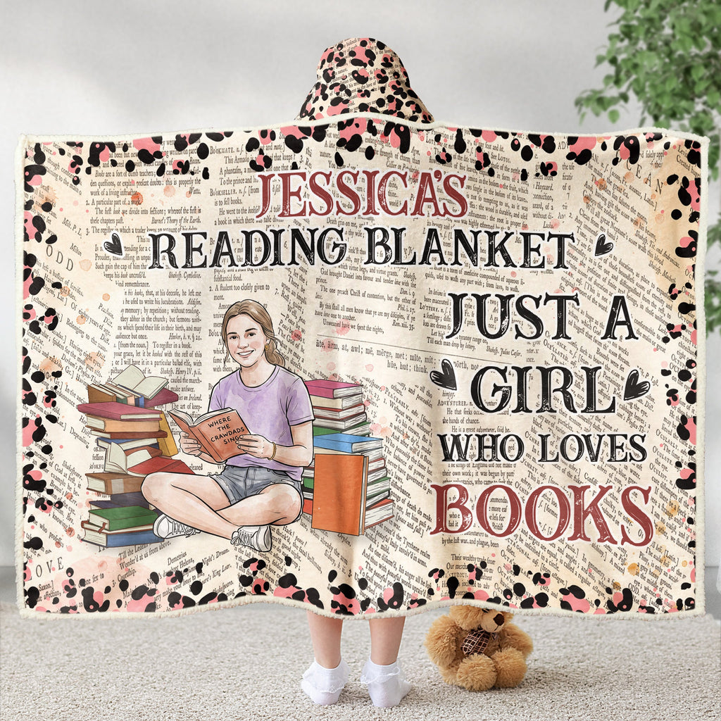 Reading Blanket,Portrait Photo, Watercolor Style - Personalized Blanket