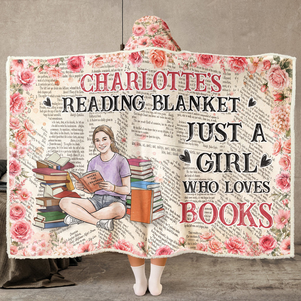 Reading Blanket,Portrait Photo, Watercolor Style - Personalized Blanket