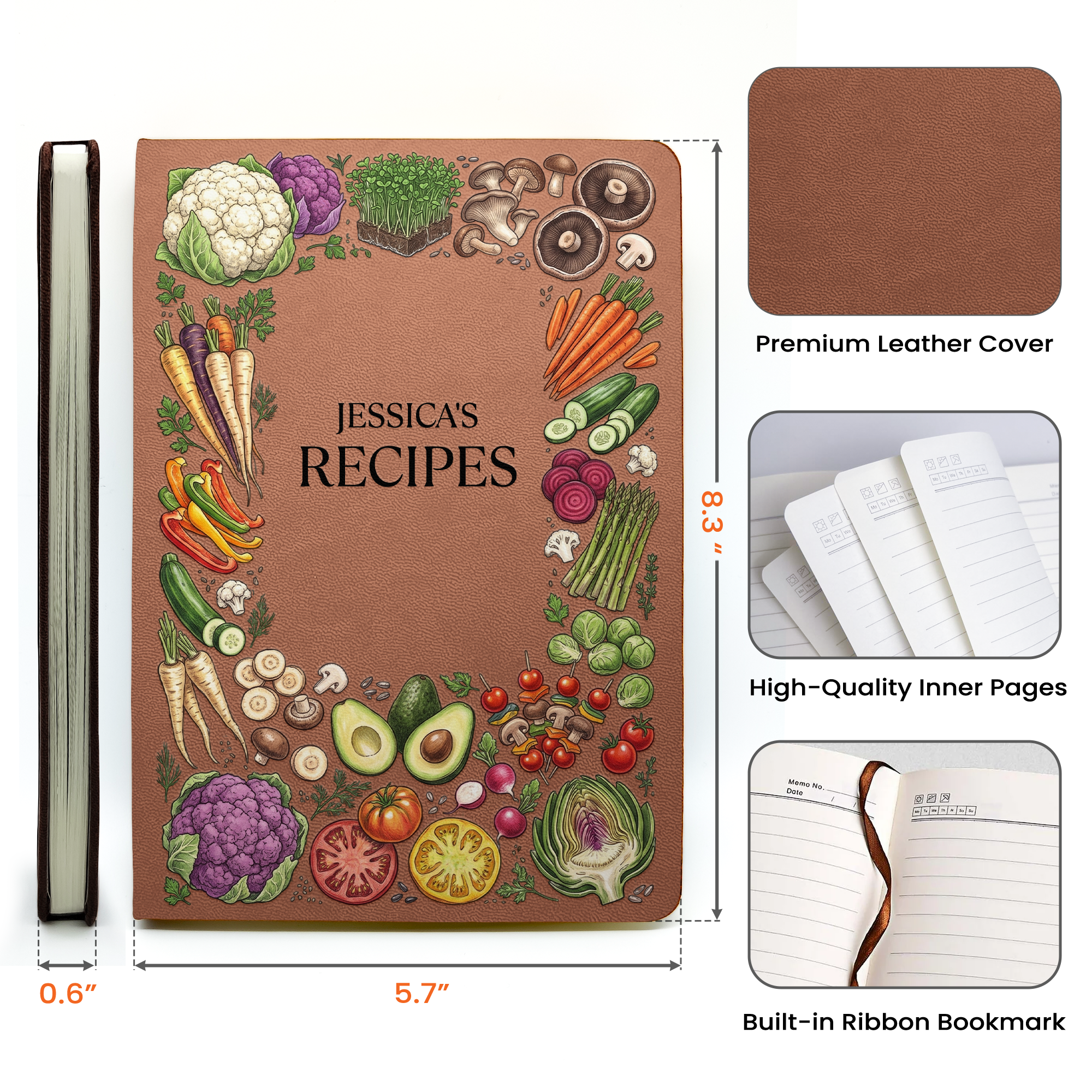 Recipe Book, Recipe Journal Custom Name - Personalized Journal
