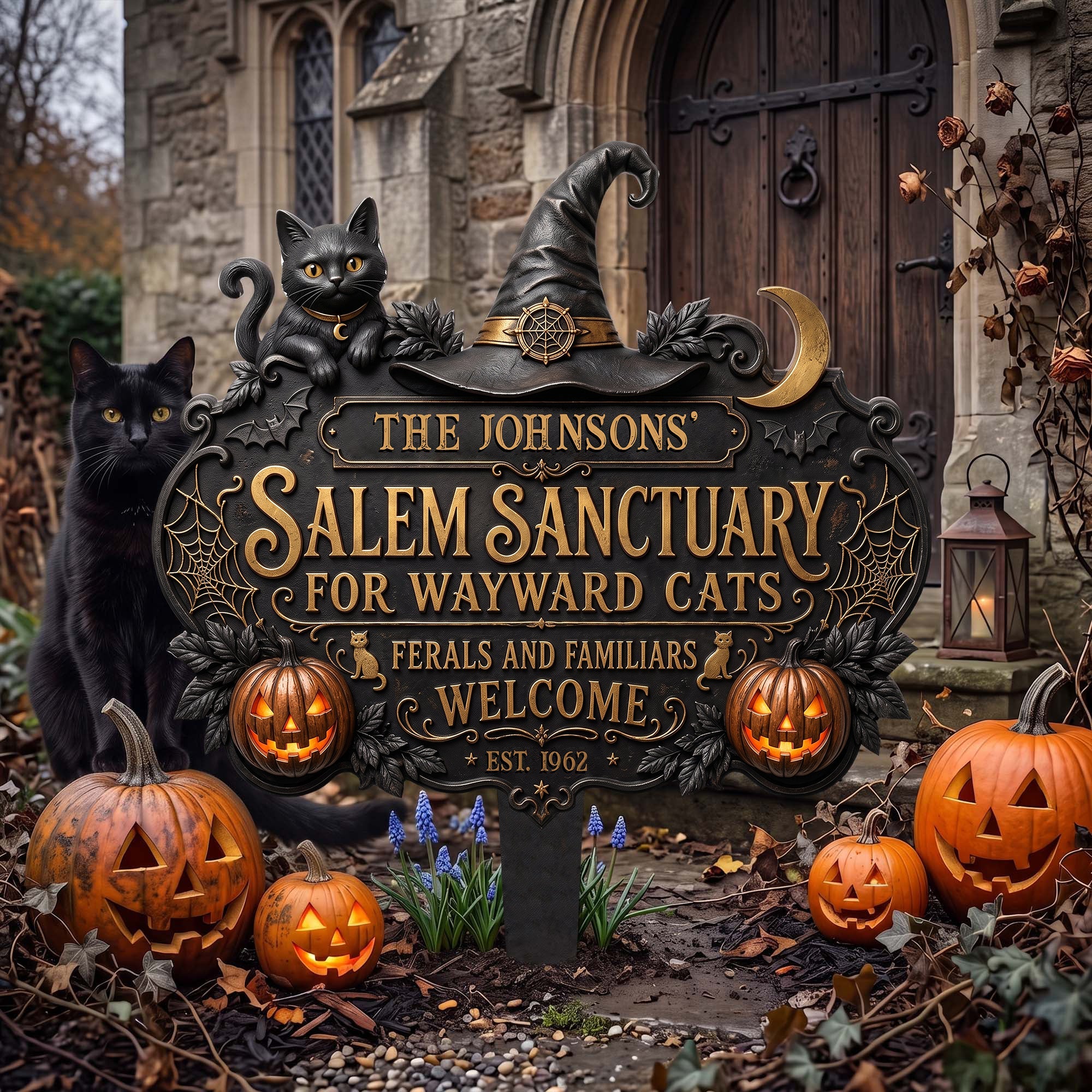 Salem Sanctuary For Wayward Cats Ferals And Familiars Welcome - Personalized Garden Stake
