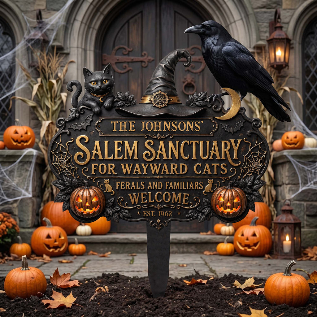 Salem Sanctuary For Wayward Cats Ferals And Familiars Welcome - Personalized Garden Stake