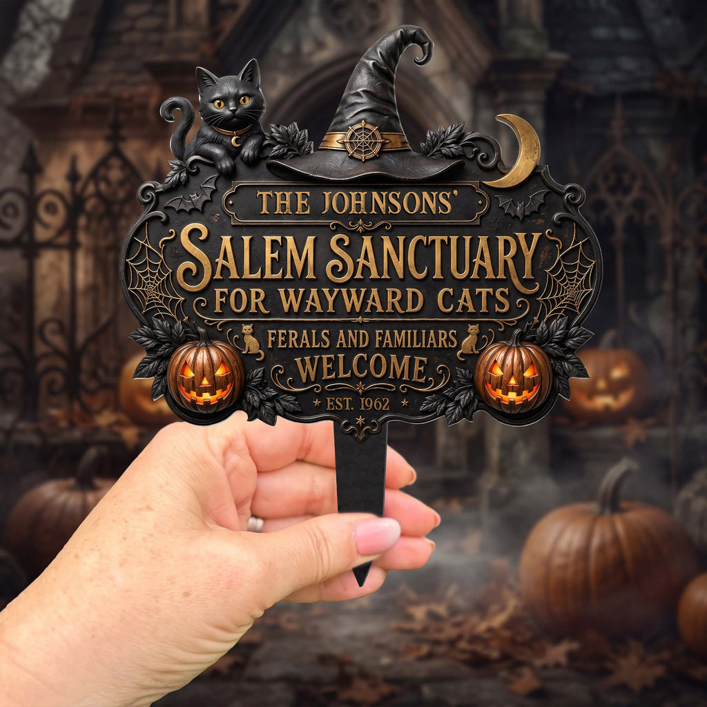 Salem Sanctuary For Wayward Cats Ferals And Familiars Welcome - Personalized Garden Stake