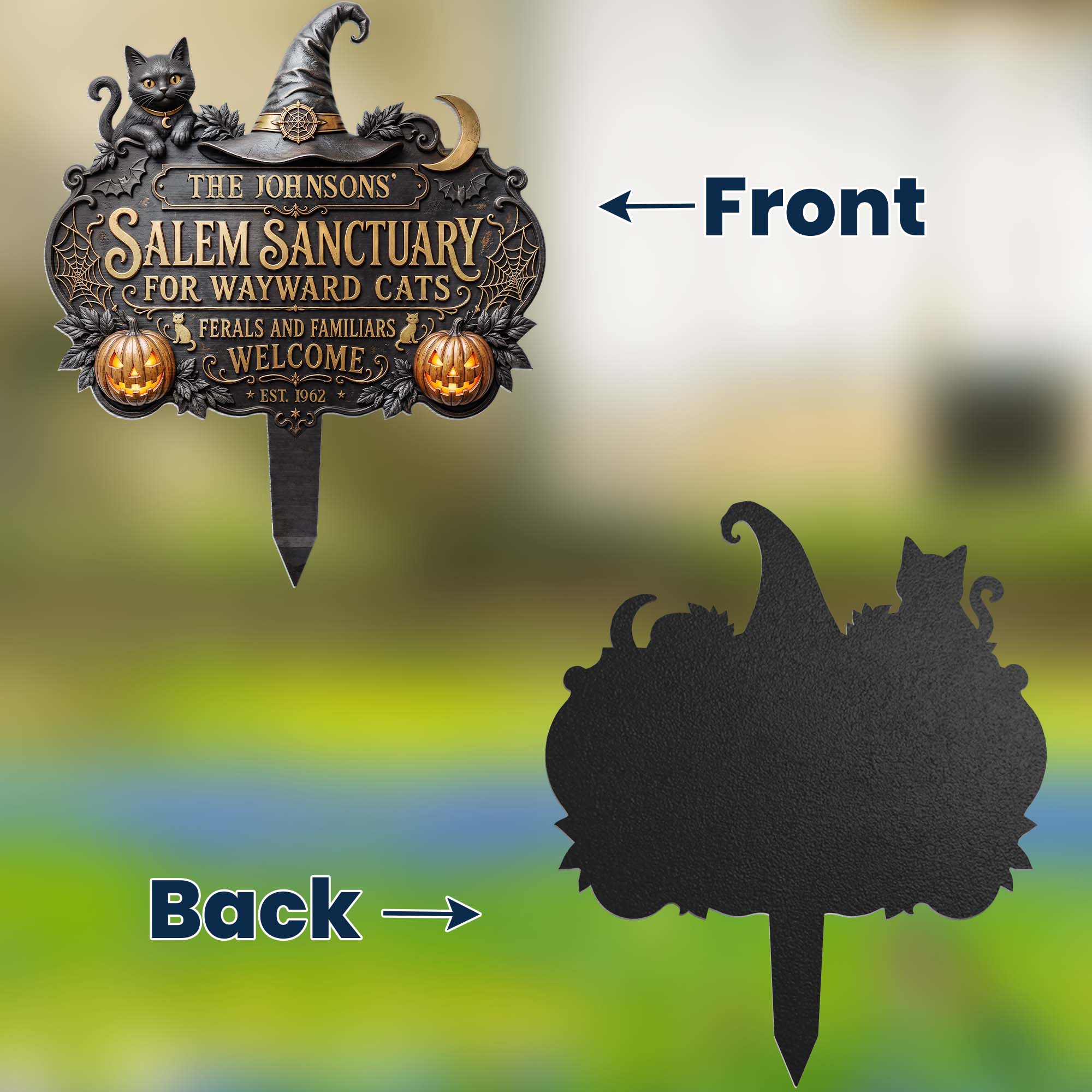 Salem Sanctuary For Wayward Cats Ferals And Familiars Welcome - Personalized Garden Stake