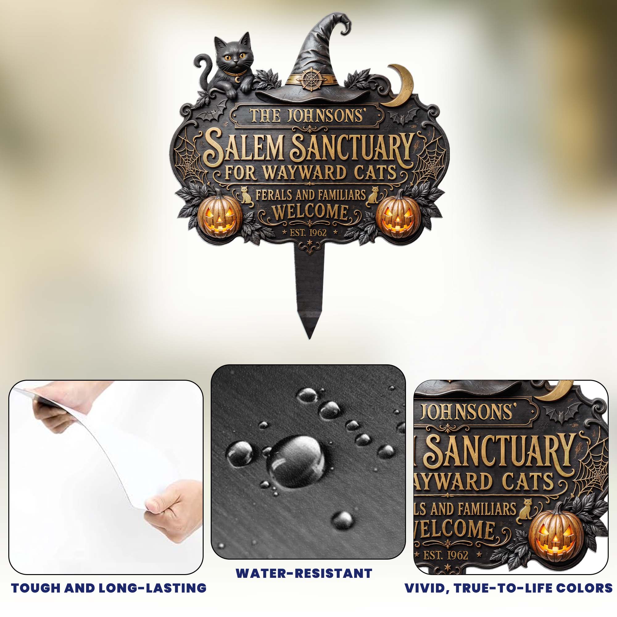 Salem Sanctuary For Wayward Cats Ferals And Familiars Welcome - Personalized Garden Stake