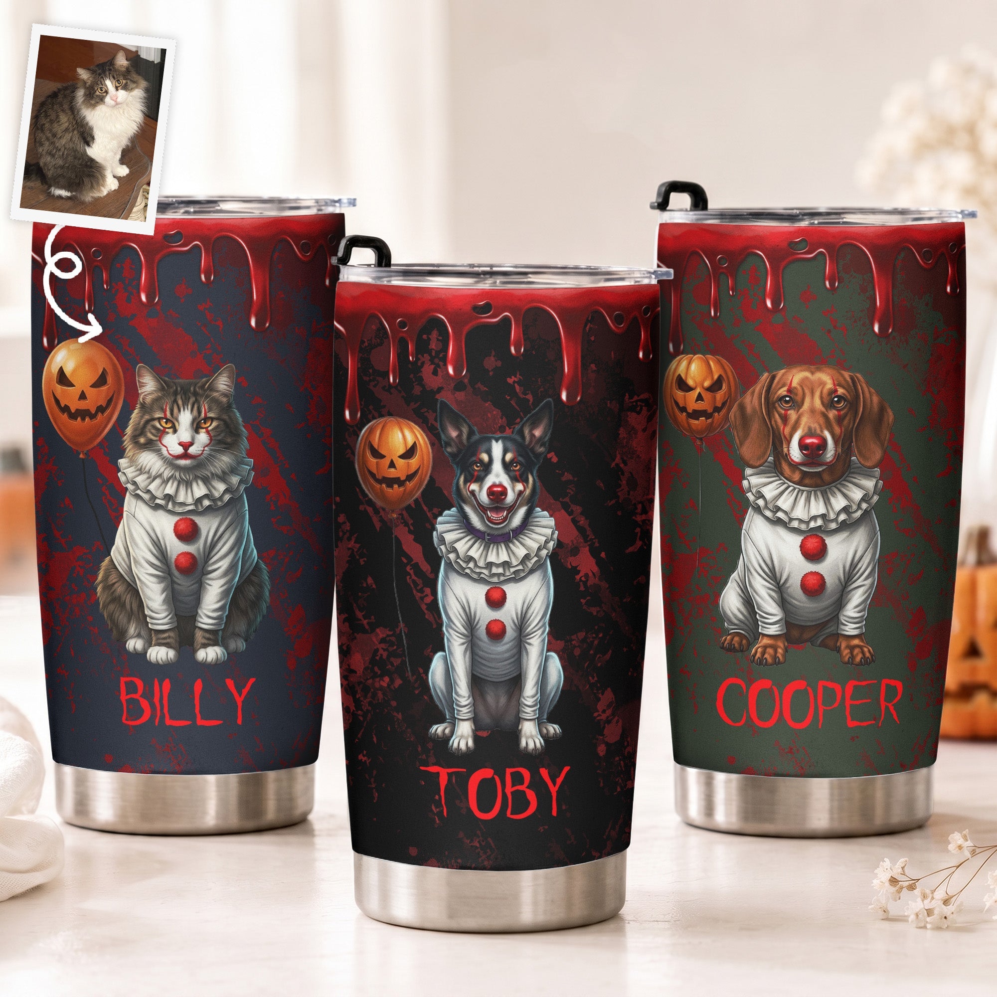 Scary Halloween Clown Gift For Pet Lover - Personalized Tumbler