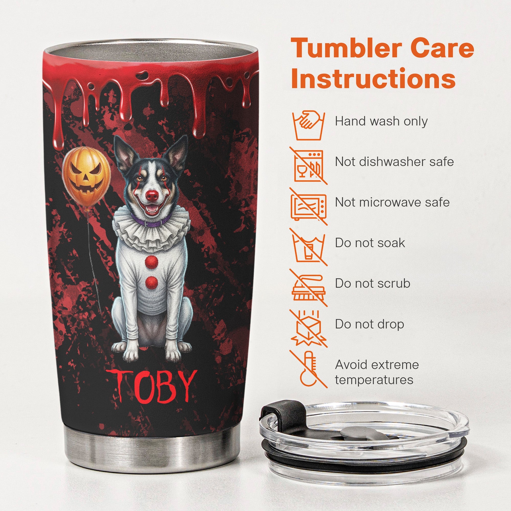 Scary Halloween Clown Gift For Pet Lover - Personalized Tumbler