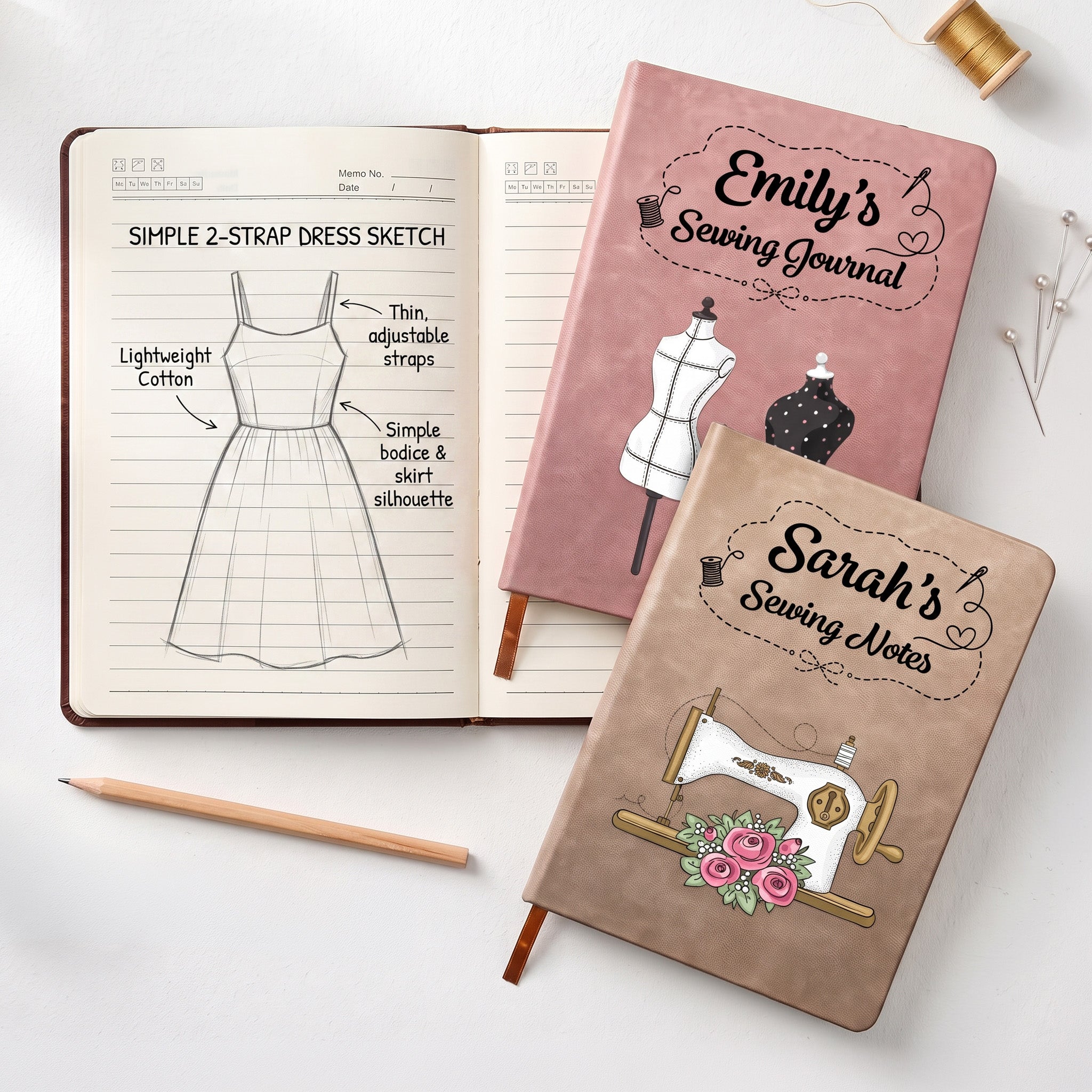 Sewing Journal Gift For Sewing Lover, Tailor - Personalized Journal