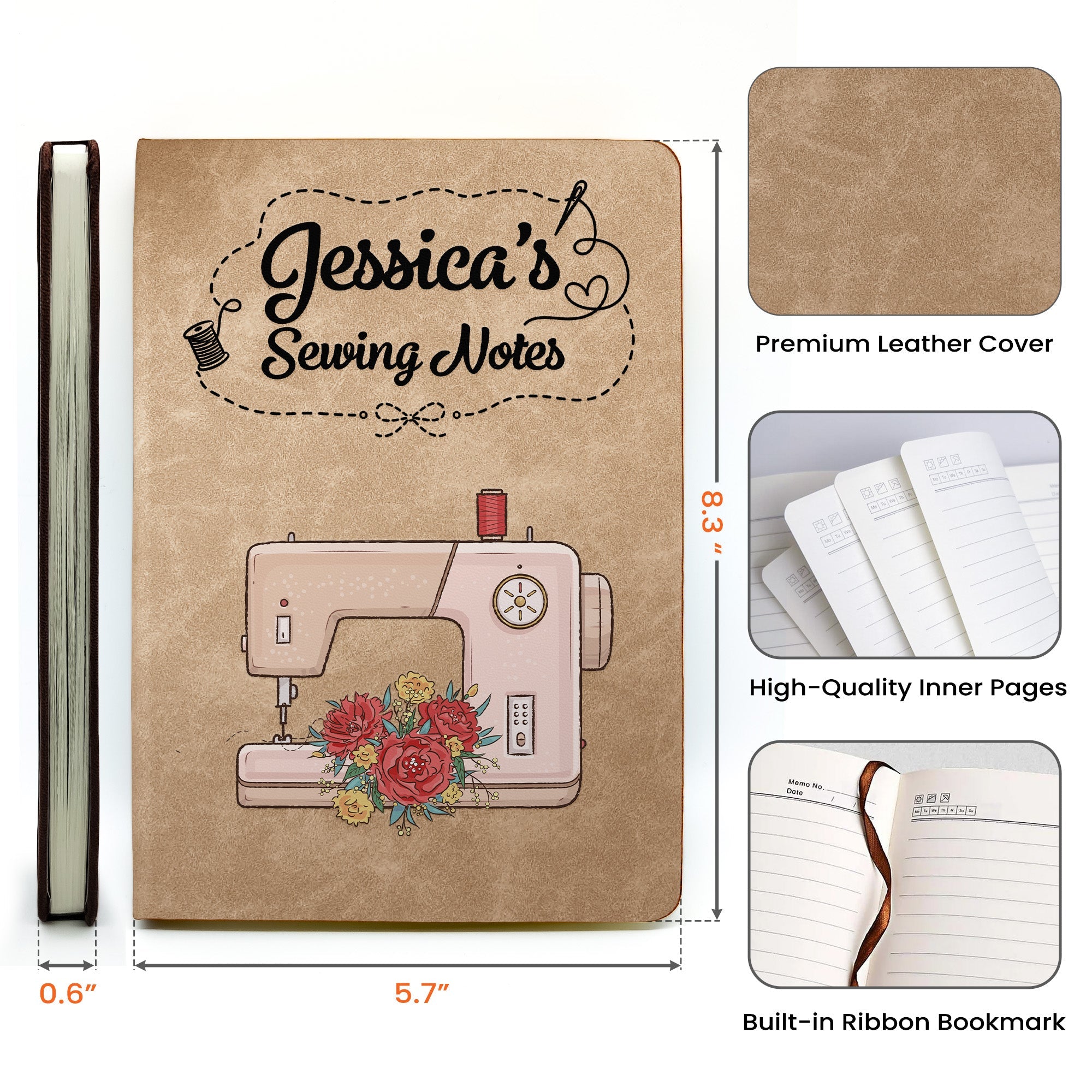 Sewing Journal Gift For Sewing Lover, Tailor - Personalized Journal