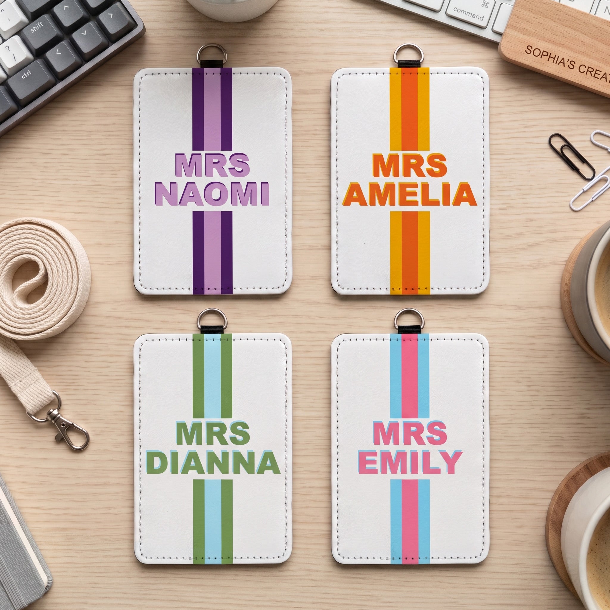 Shadow Monogram Letter Name - Personalized Badge Holder