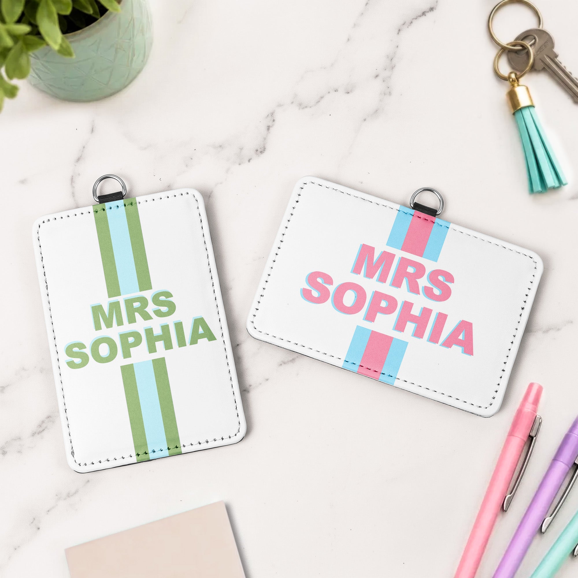 Shadow Monogram Letter Name - Personalized Badge Holder