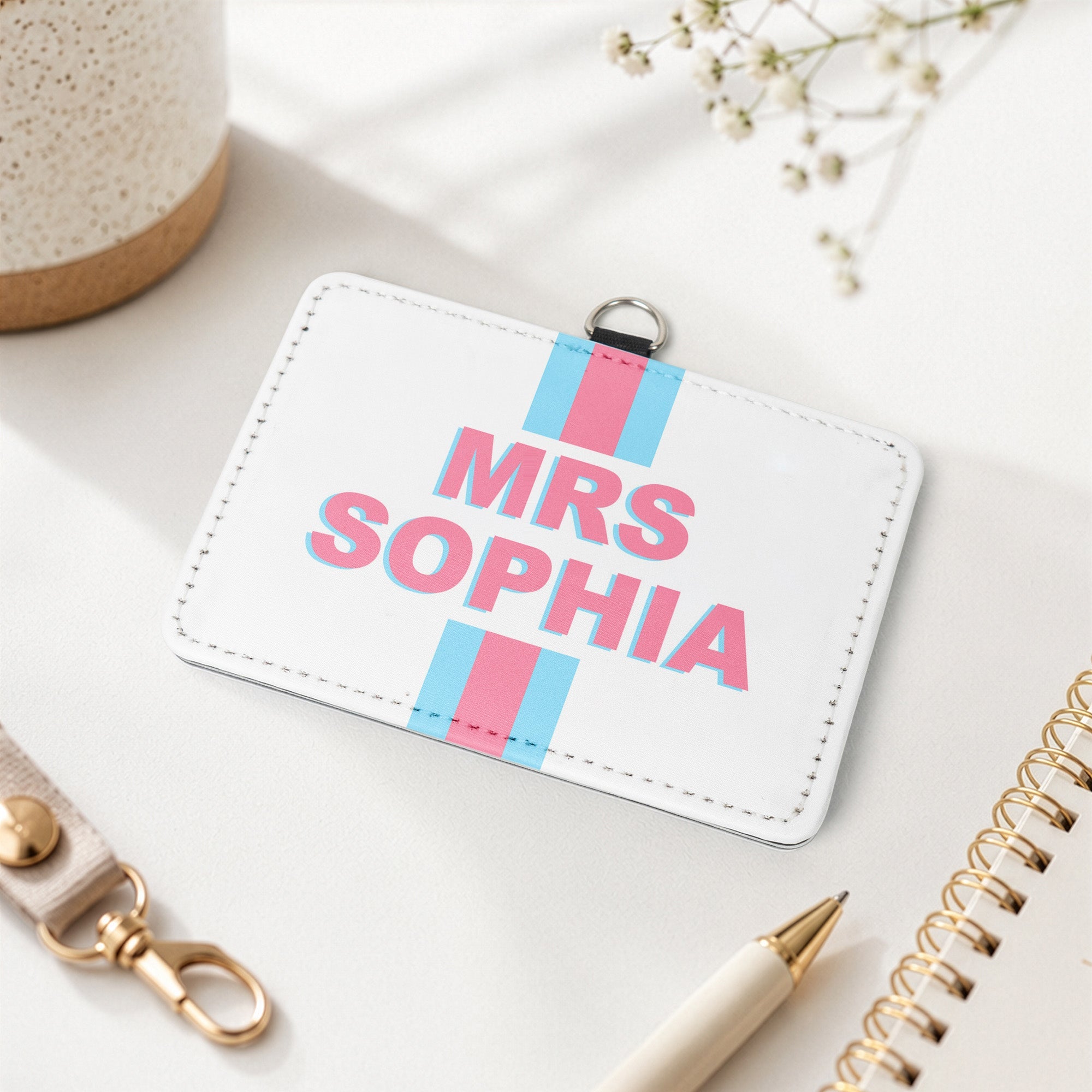 Shadow Monogram Letter Name - Personalized Badge Holder