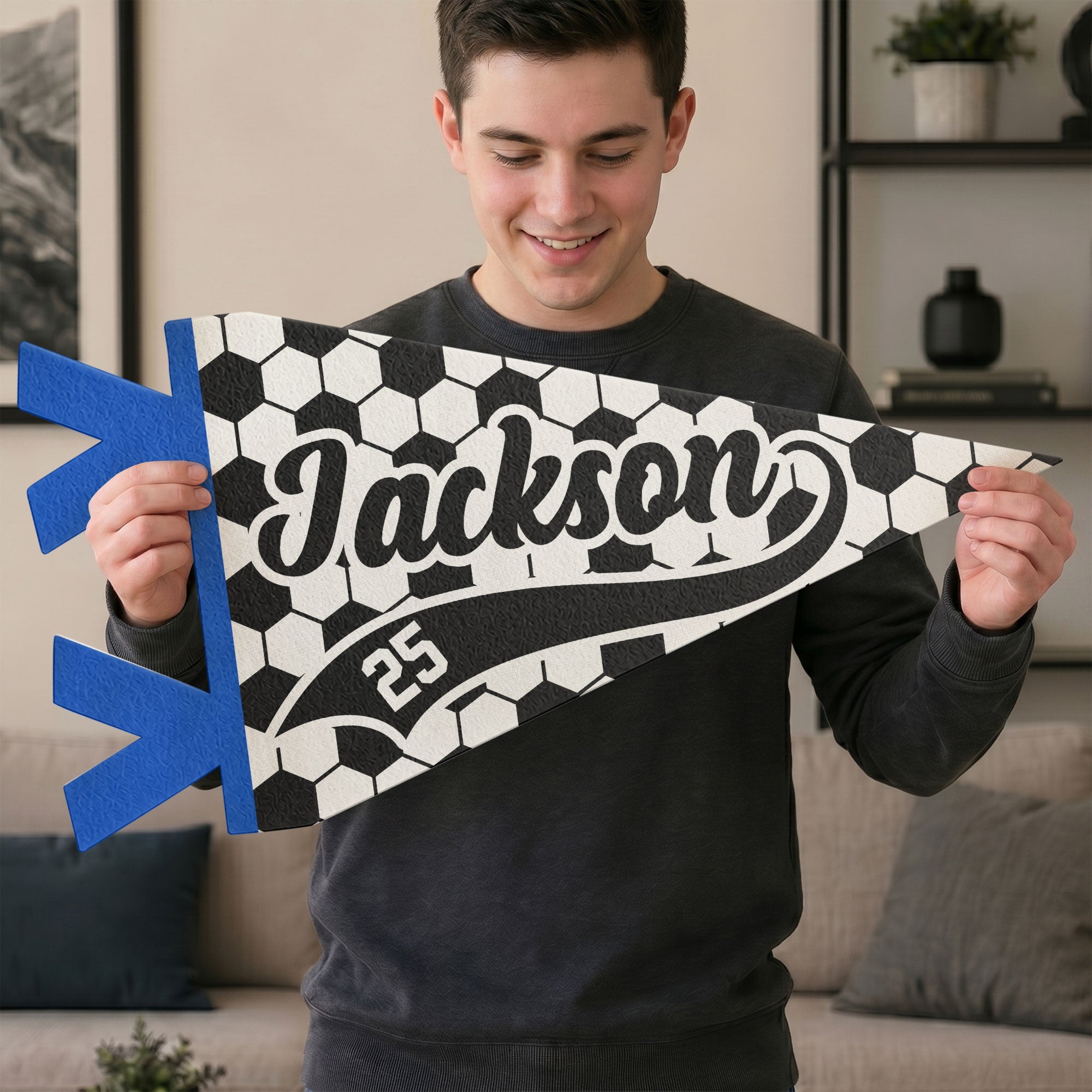 Soccer Player Custom Name And Number - Personalized Pennant
