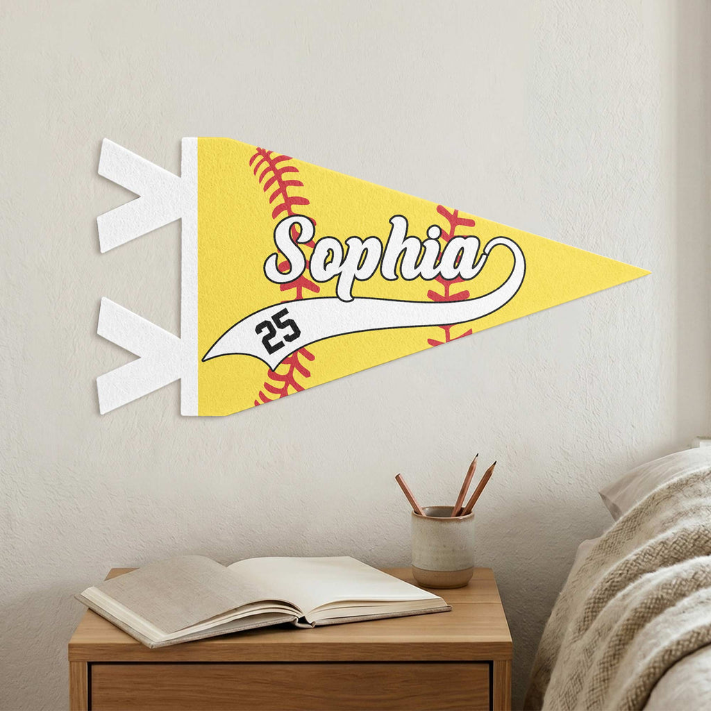 Softball Player Custom Name And Number - Personalized Pennant