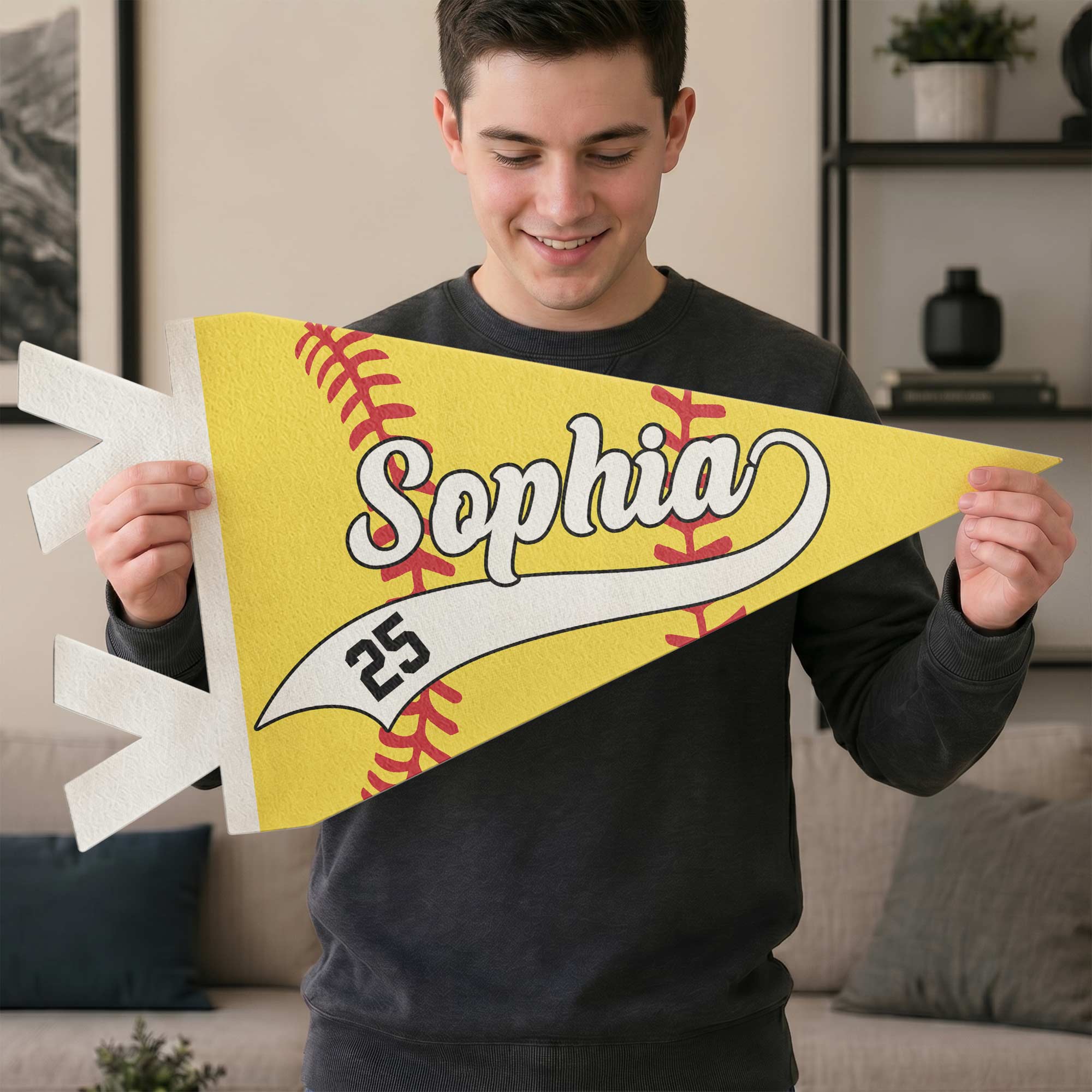 Softball Player Custom Name And Number - Personalized Pennant