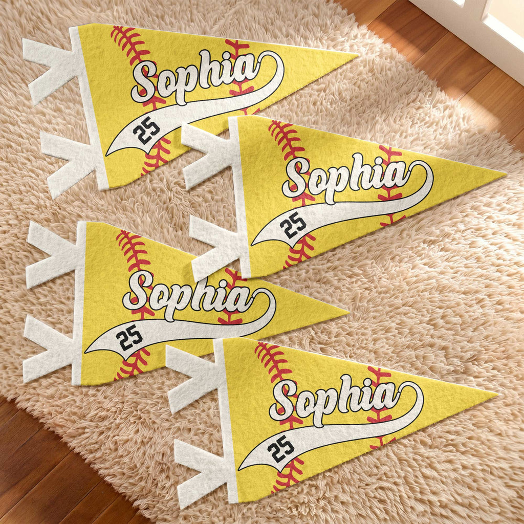 Softball Player Custom Name And Number - Personalized Pennant