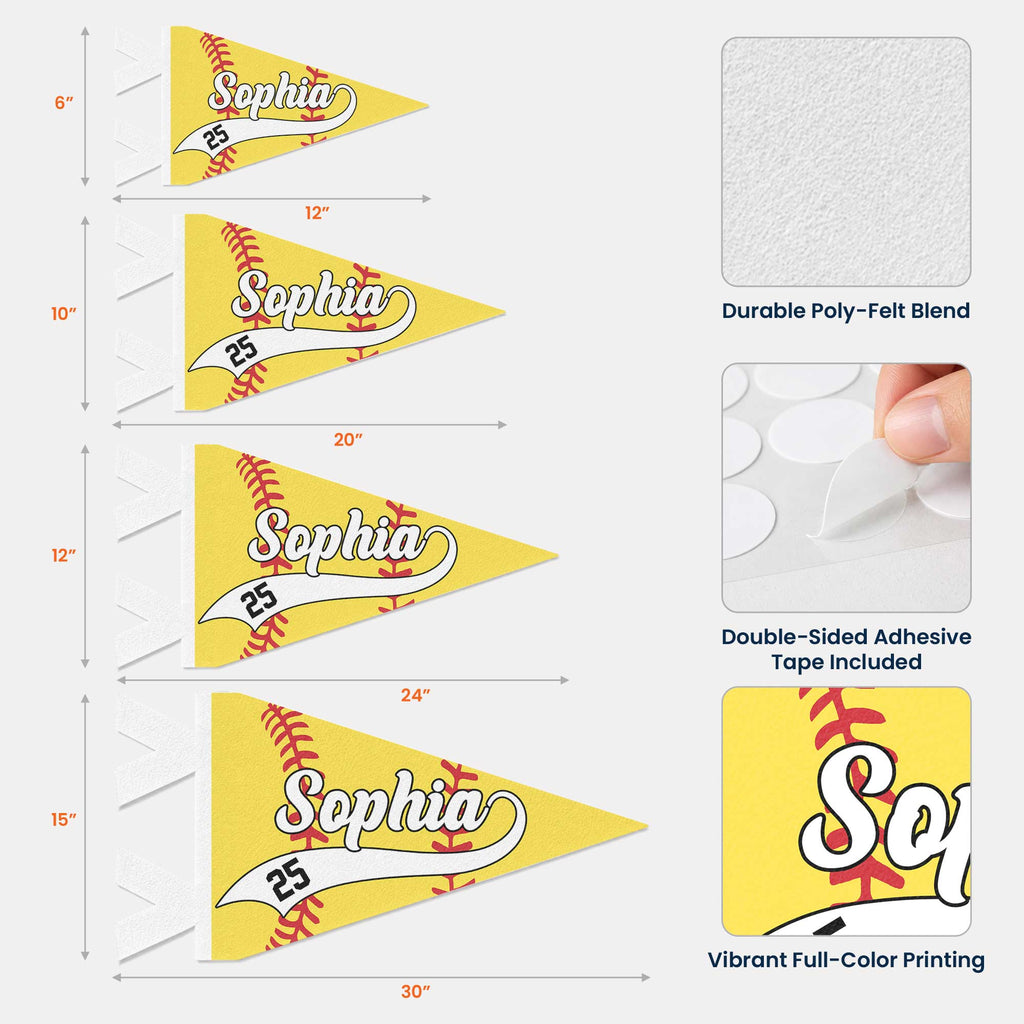 Softball Player Custom Name And Number - Personalized Pennant