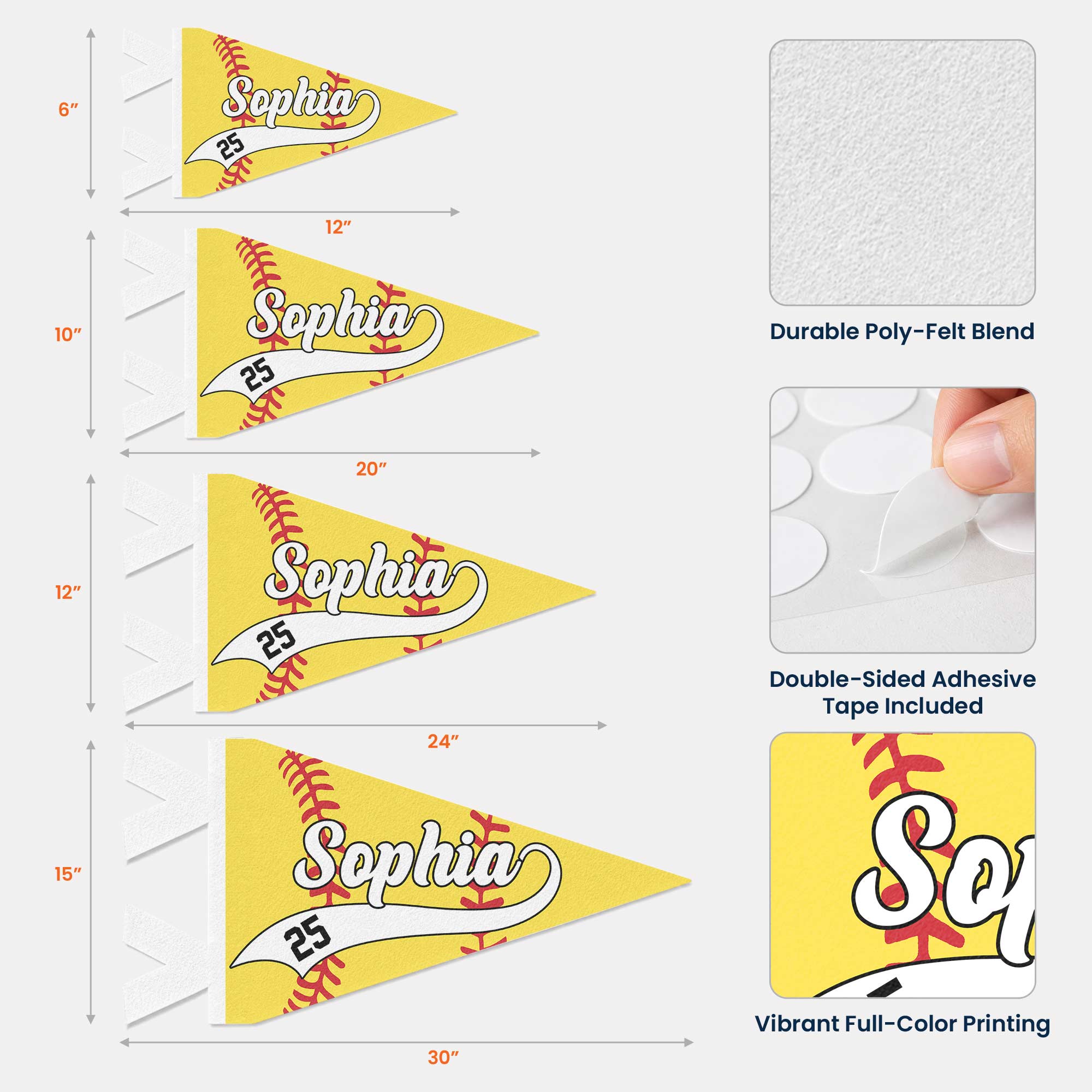 Softball Player Custom Name And Number - Personalized Pennant