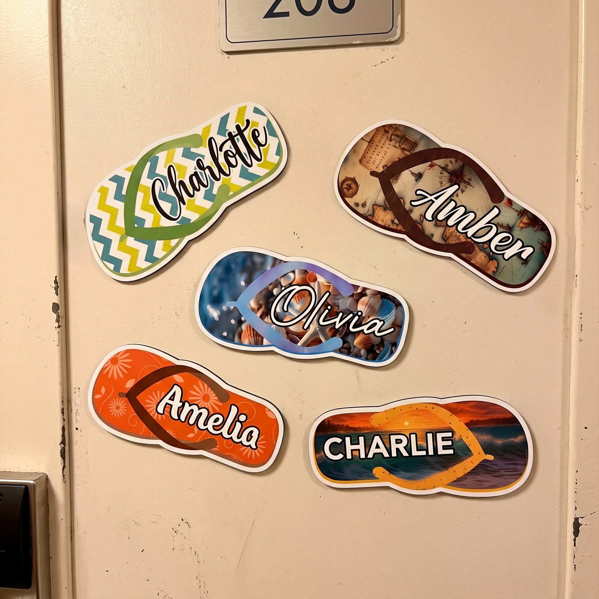 Summer Flip Flops - Cruise Door Signs Stateroom Decor Cruising Family Vacation, Girls Trip - Personalized Magnet