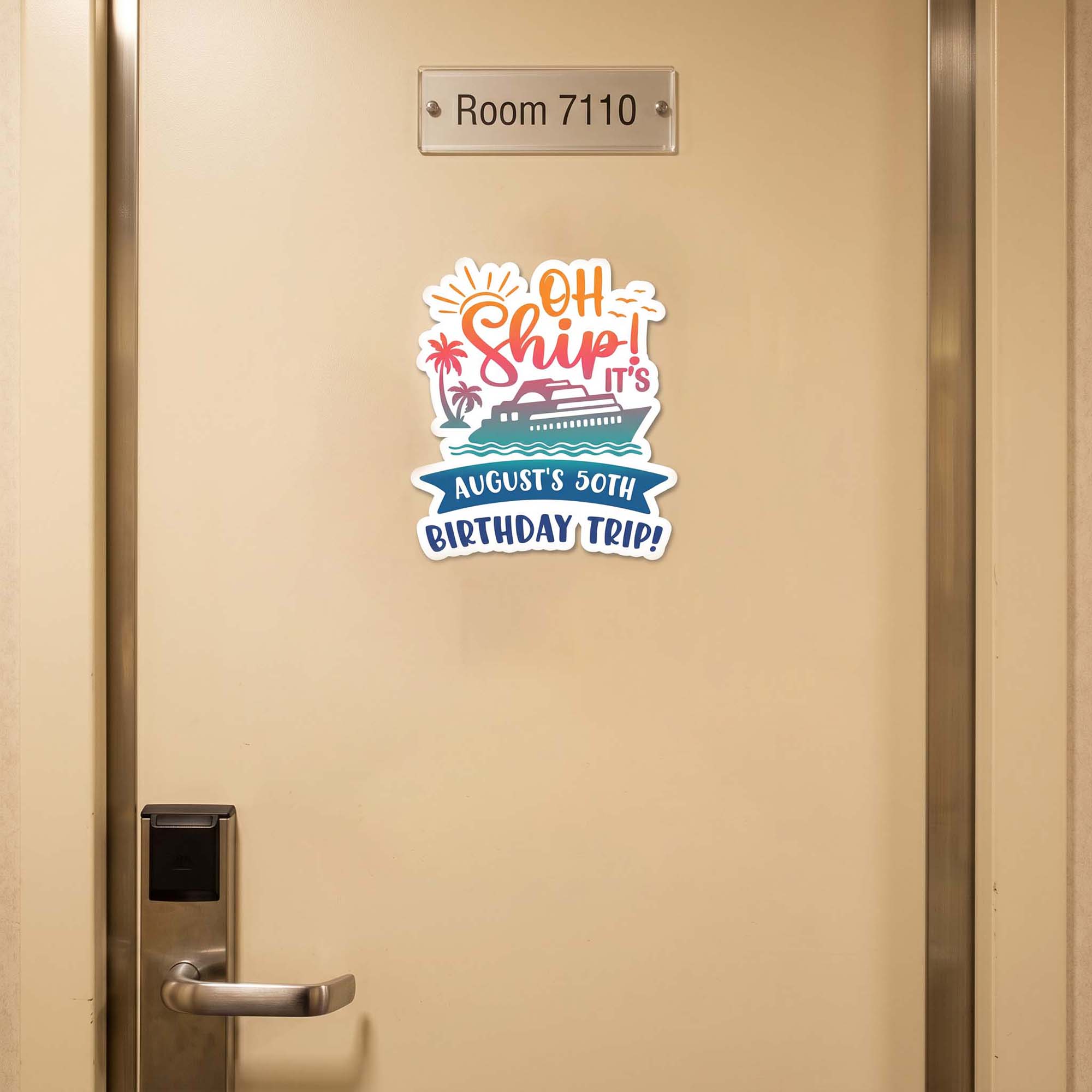 Oh Ship! - Cruise Door Signs Stateroom Decor Cruising Family Vacation, Girls Trip - Personalized Magnet