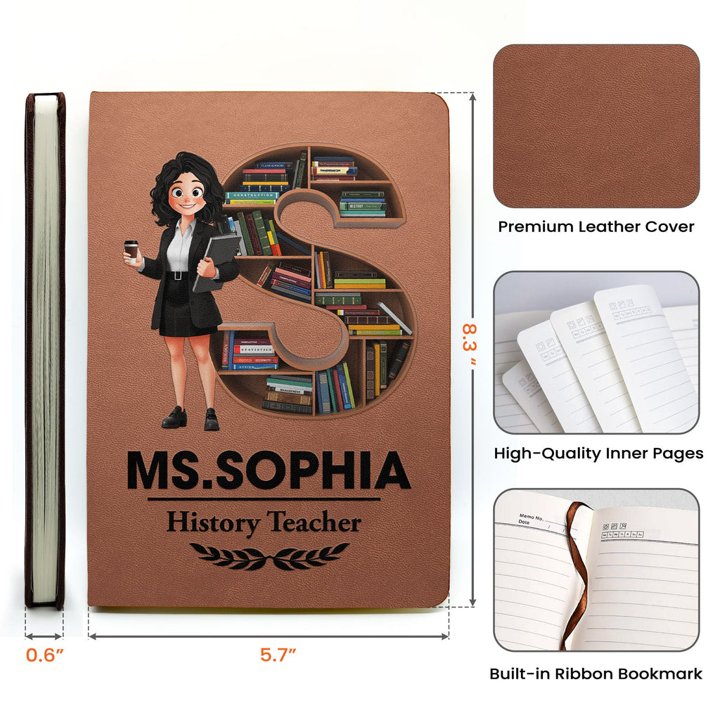 Teacher Custom Initial Name Thank You Gift - Personalized Journal