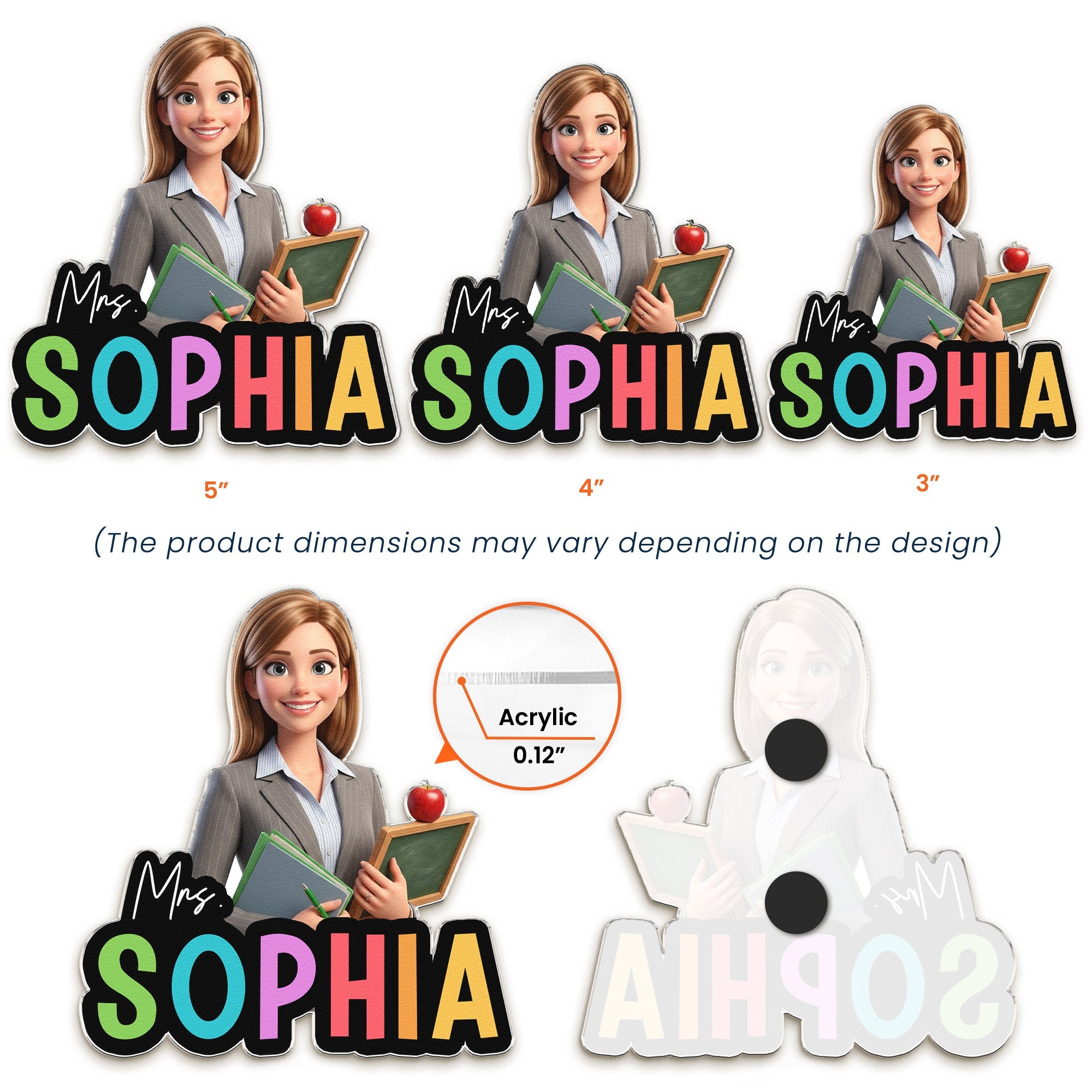 Teacher Cartoon Version - Personalized Magnet