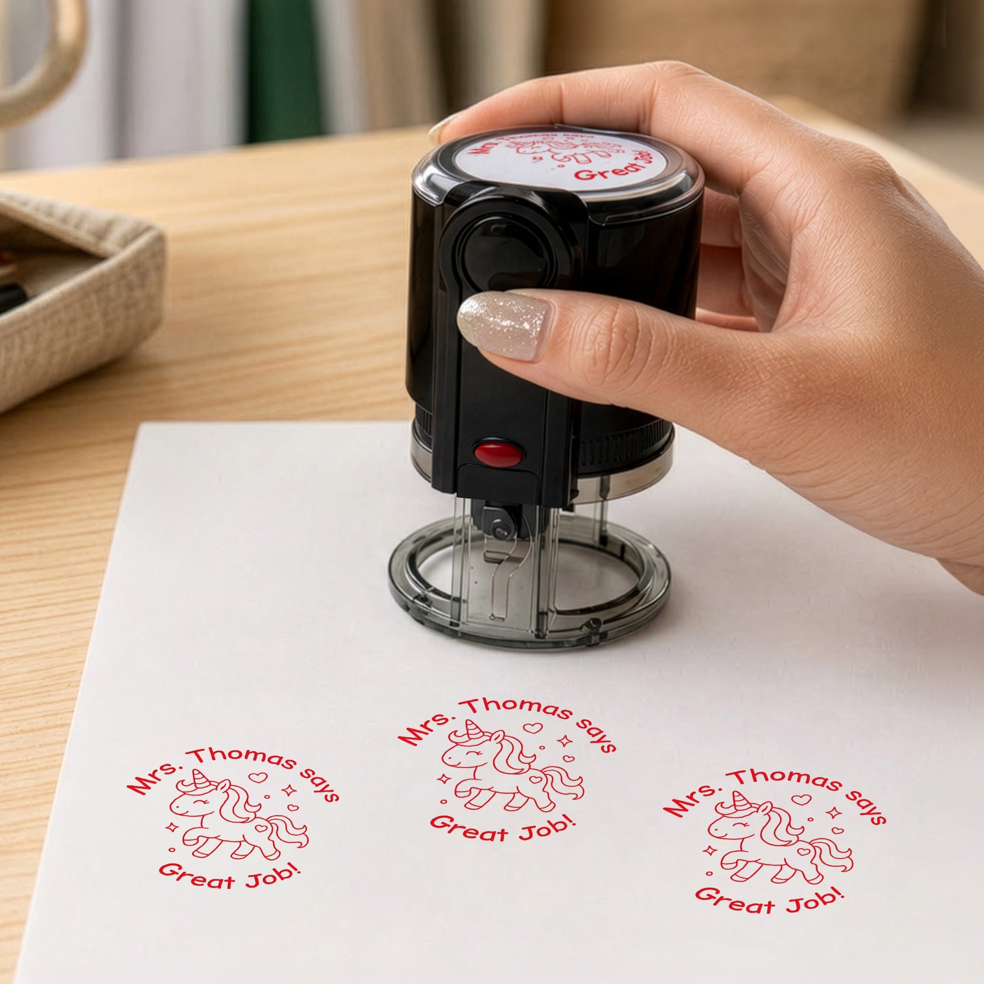 Teacher Comments & Encouragement Phrases - Personalized Stamp
