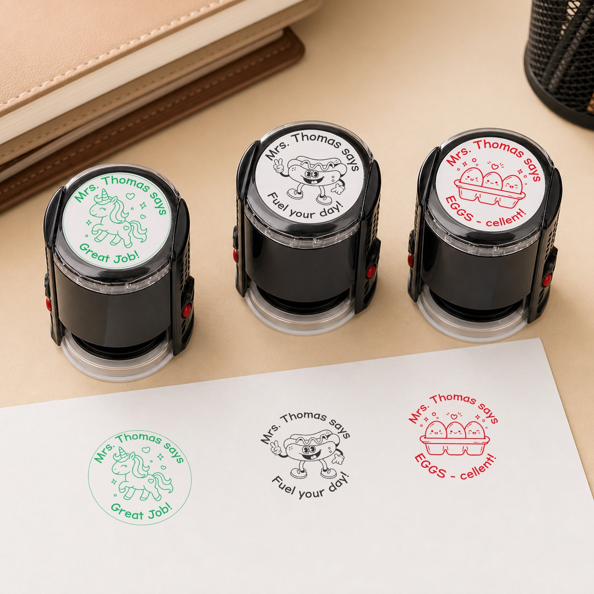 Teacher Comments & Encouragement Phrases - Personalized Stamp