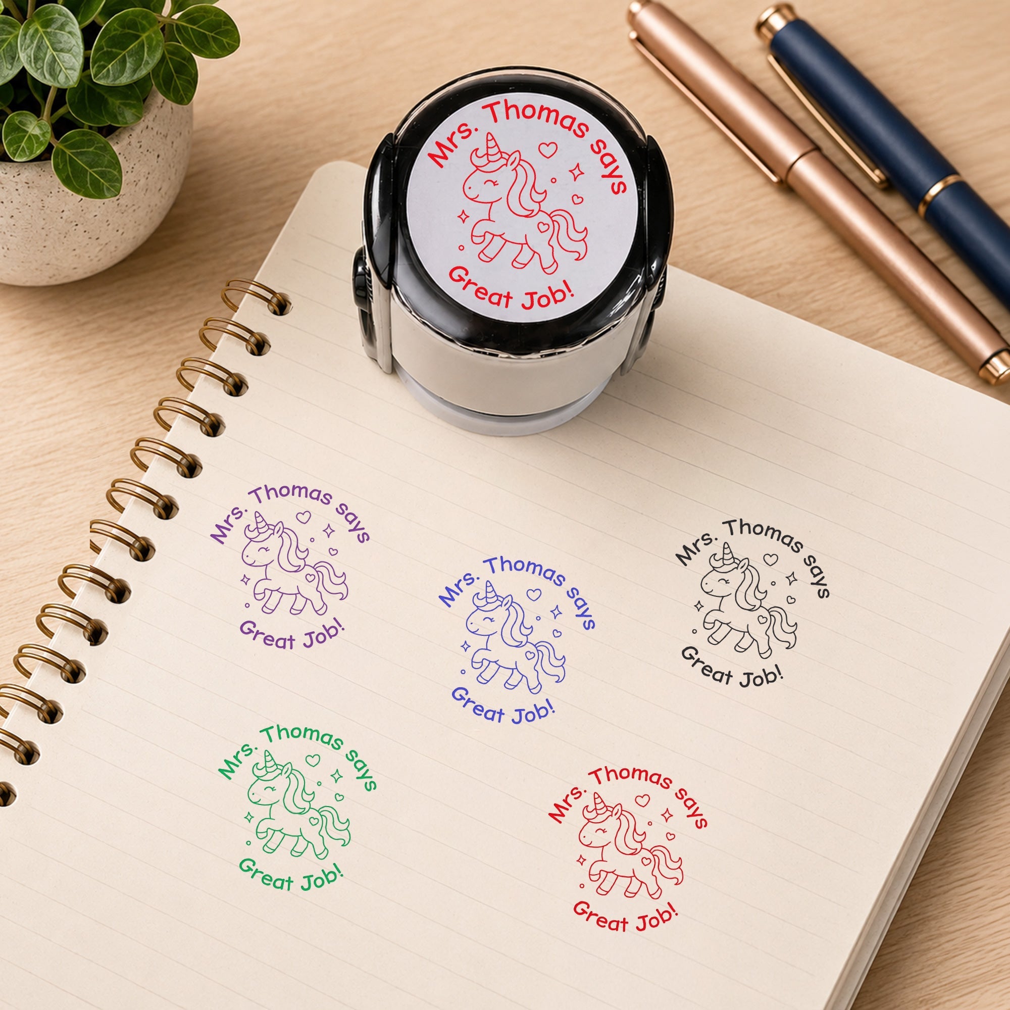 Teacher Comments & Encouragement Phrases - Personalized Stamp