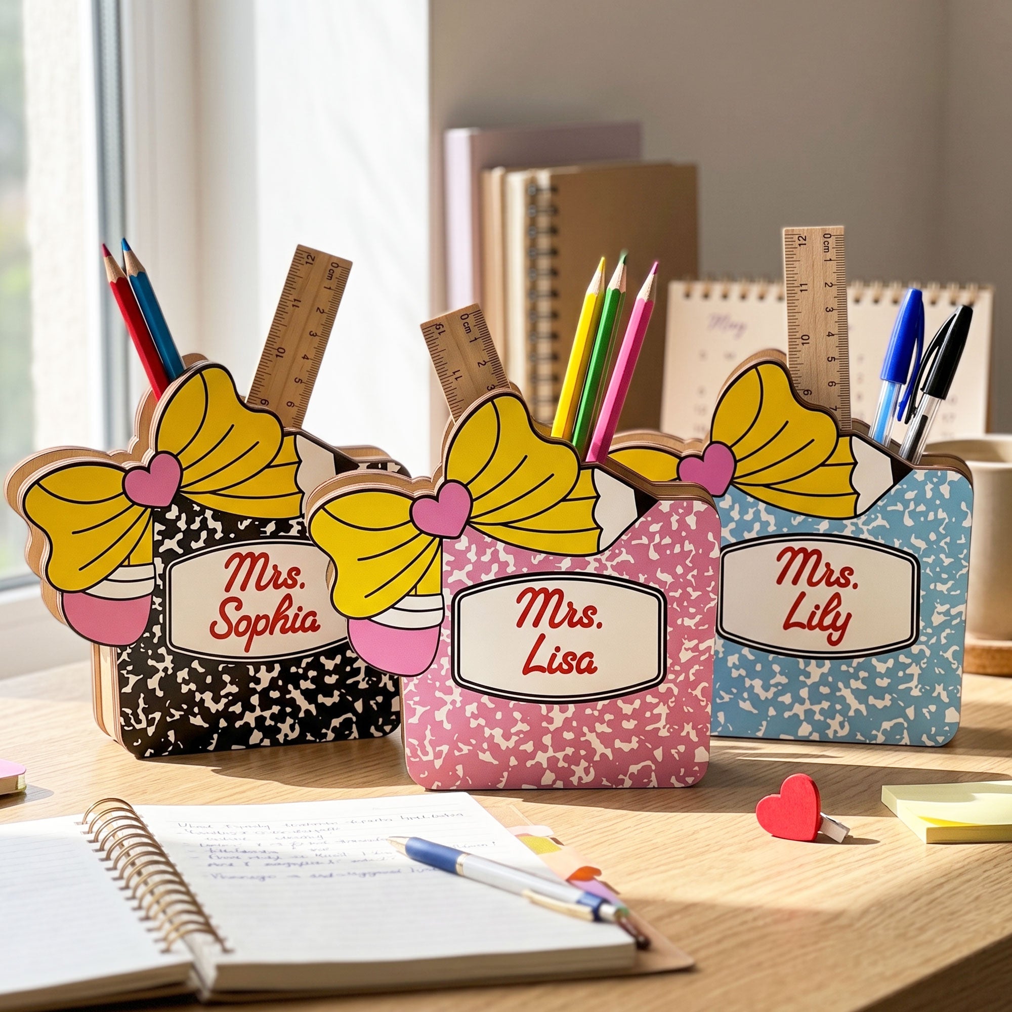 Teacher Composition Notebook - Personalized Pen Holder