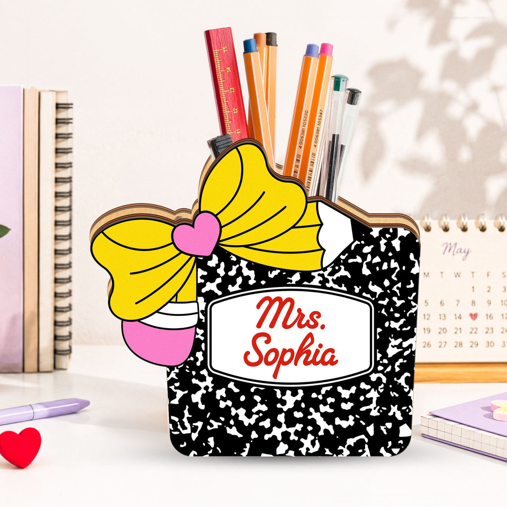 Teacher Composition Notebook - Personalized Pen Holder
