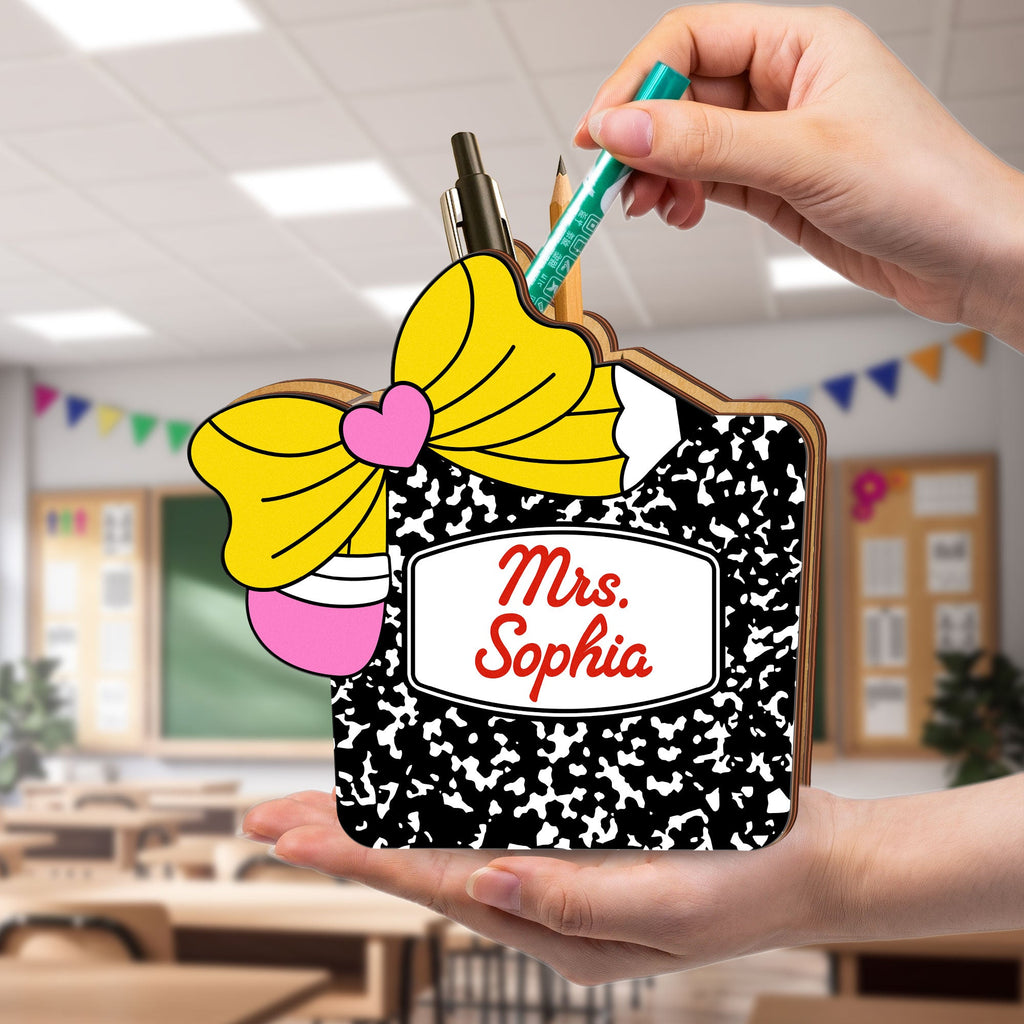 Teacher Composition Notebook - Personalized Pen Holder