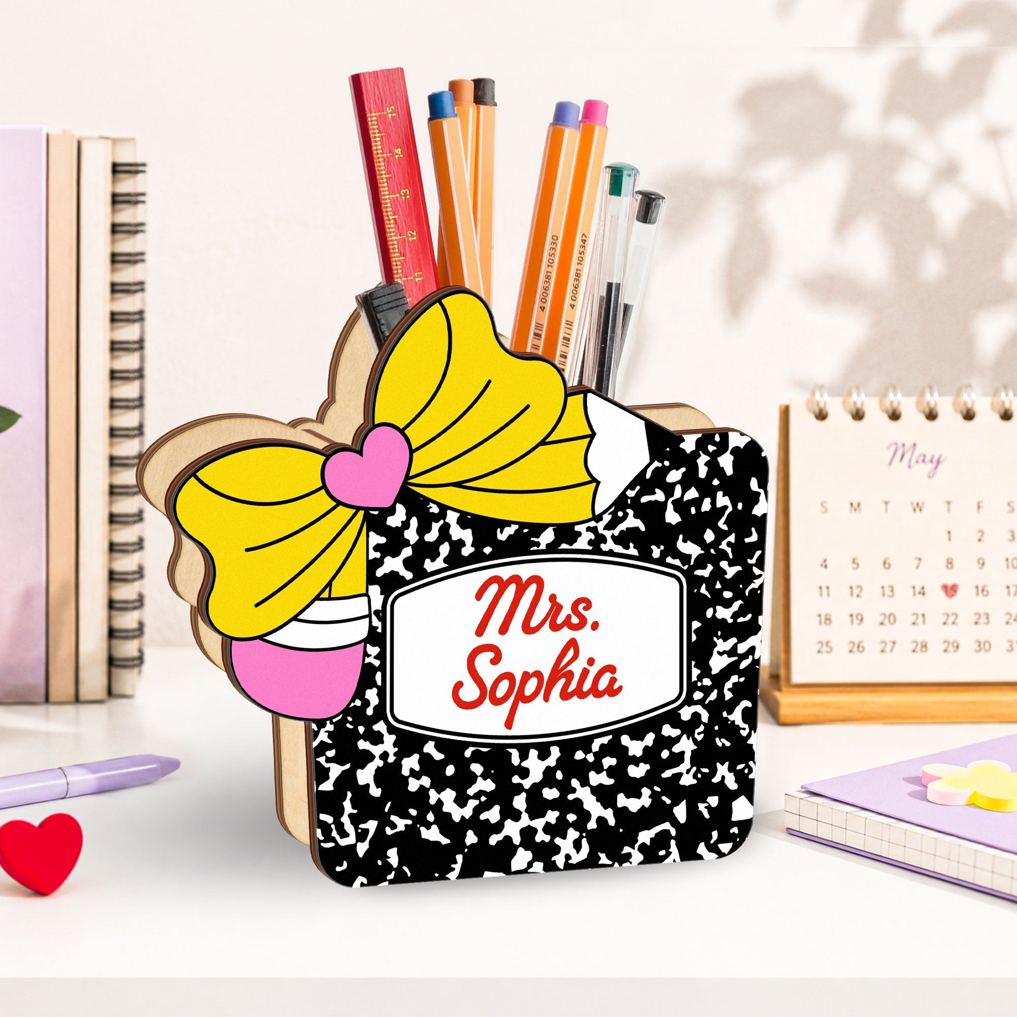 Teacher Composition Notebook - Personalized Pen Holder