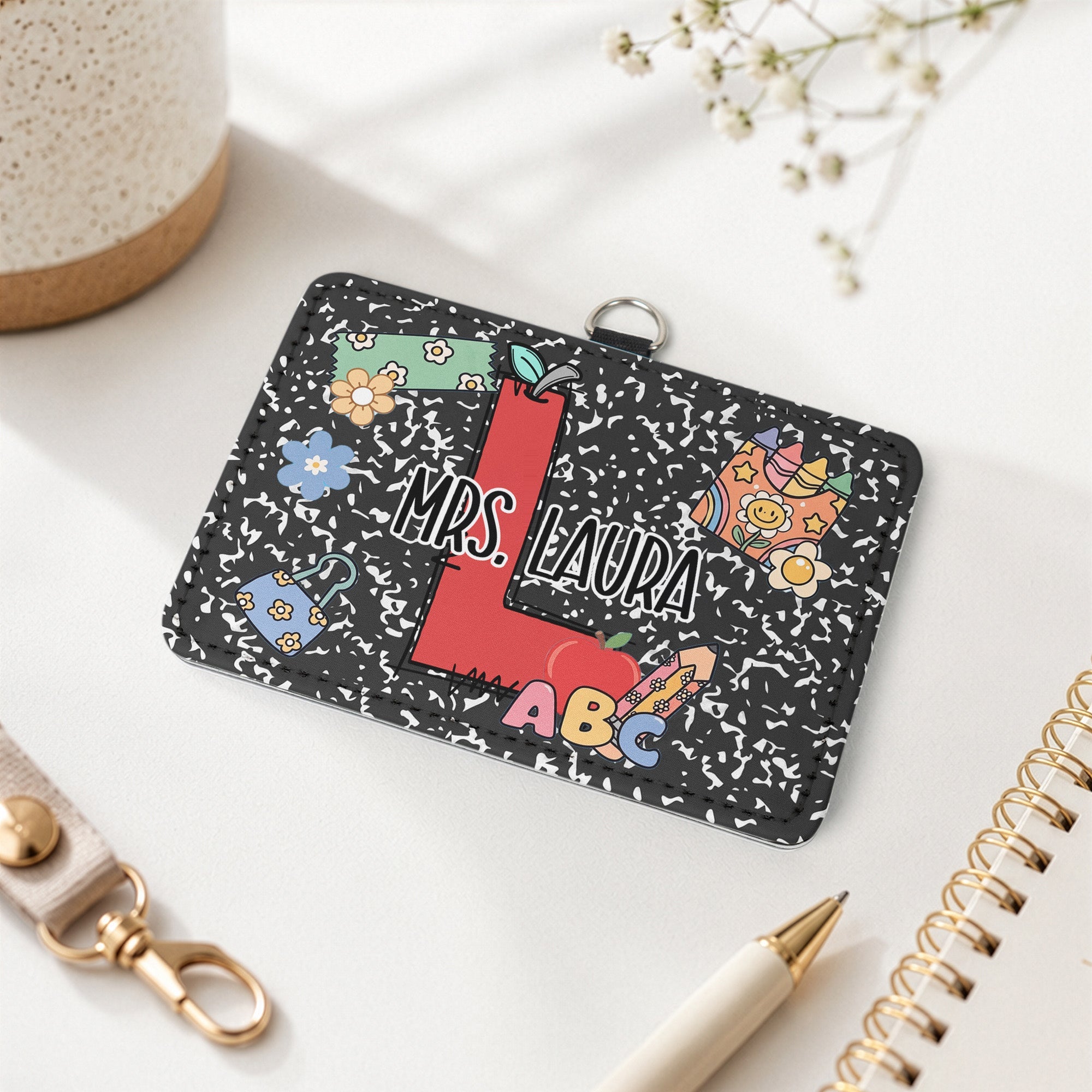 Teacher Initial Name Custom - Personalized Badge Holder