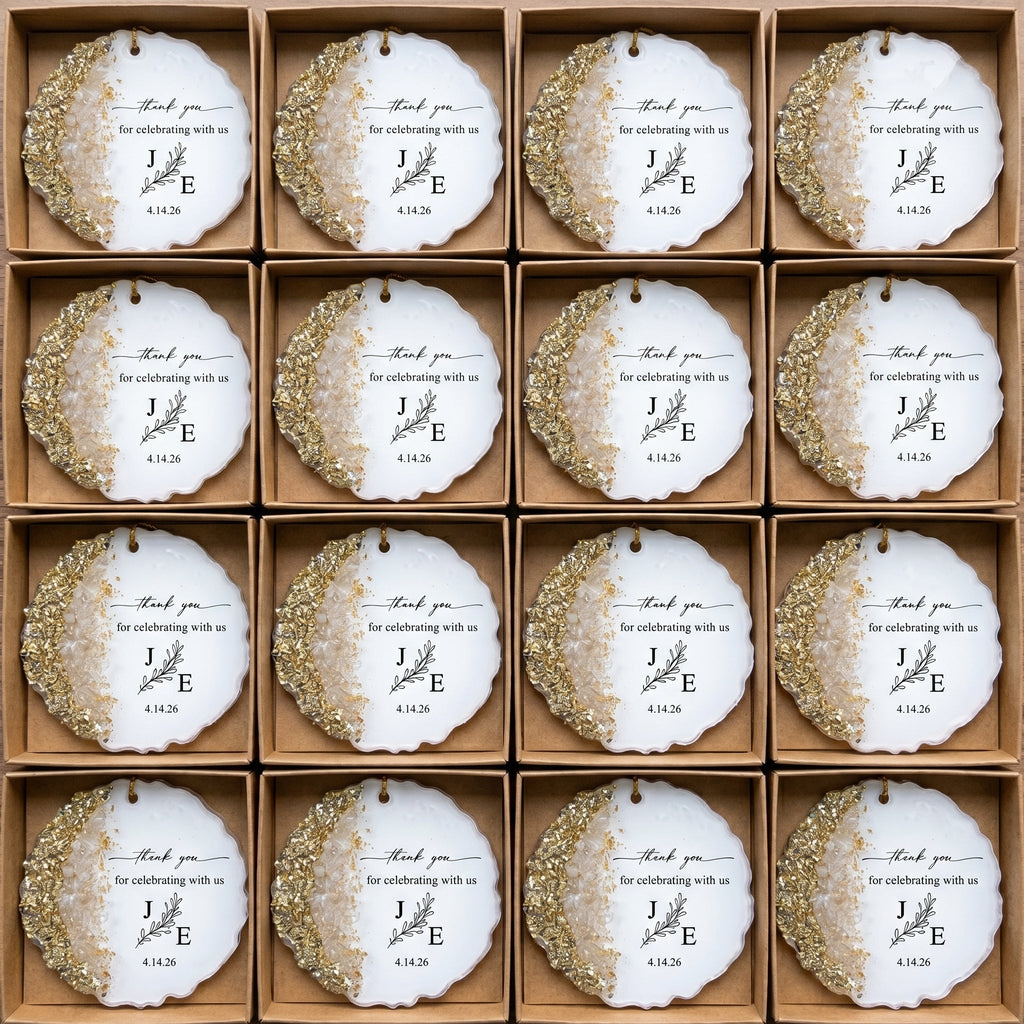 Thank You For Celebrating With Us Wedding Favors Guest Gifts - Personalized Resin Ornament