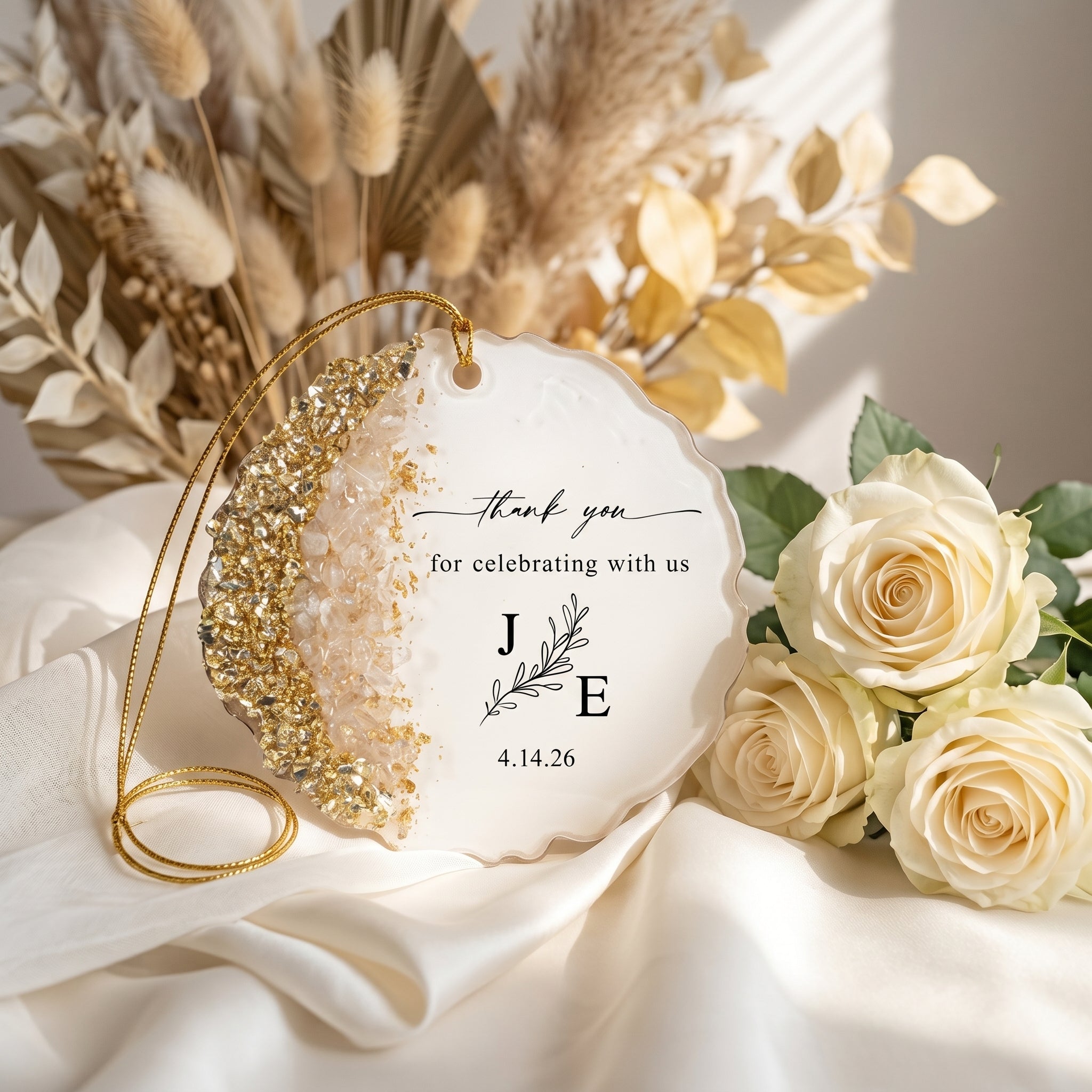 Thank You For Celebrating With Us Wedding Favors Guest Gifts - Personalized Resin Ornament