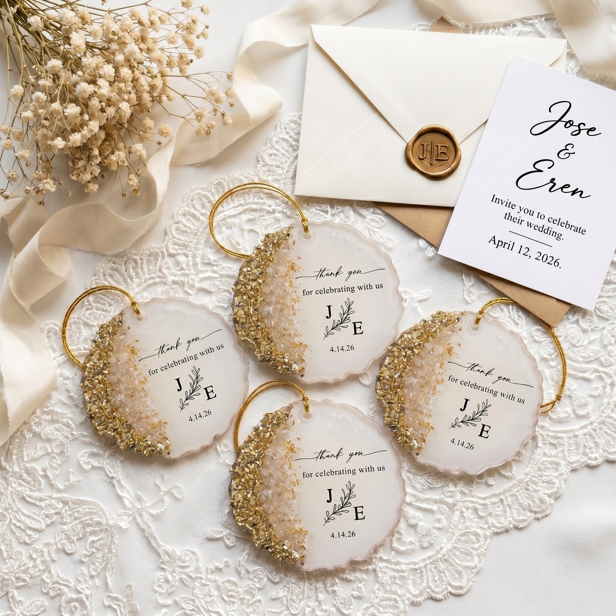 Thank You For Celebrating With Us Wedding Favors Guest Gifts - Personalized Resin Ornament