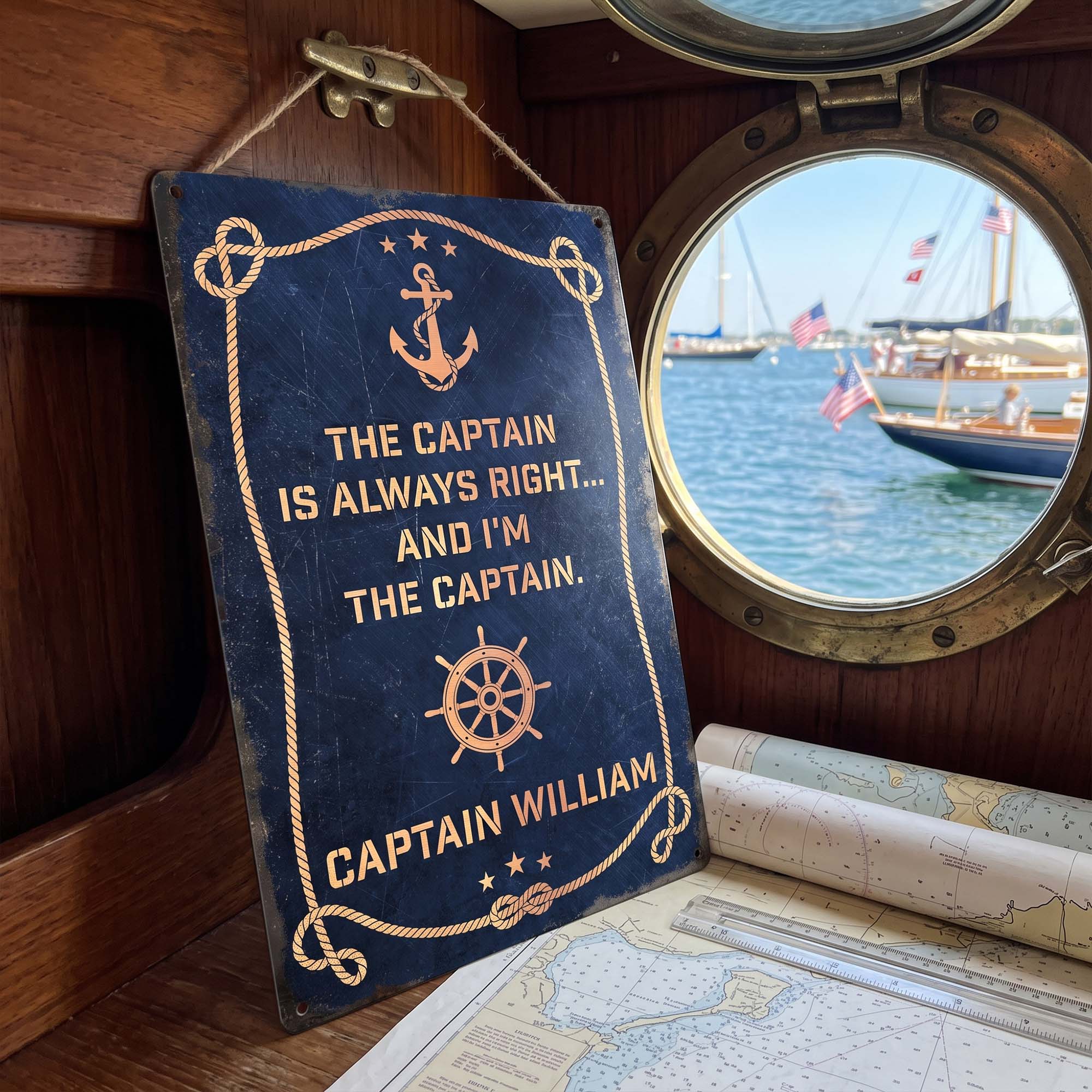 The Captain Is Always Right... And I'm The Captain - Custom Name - Personalized Metal Sign