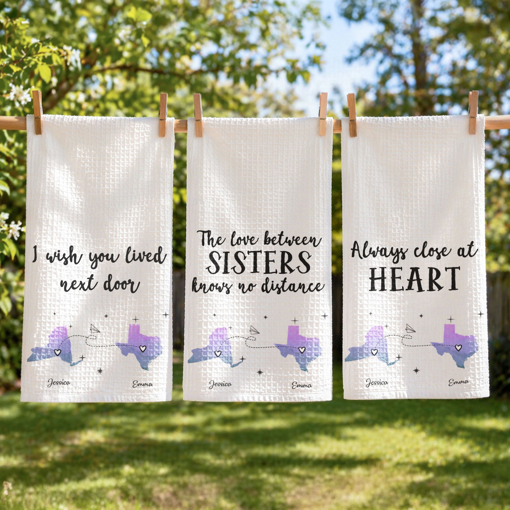 The Love Between Sisters/ Family, Long Distance Gift - Personalized Kitchen Towel