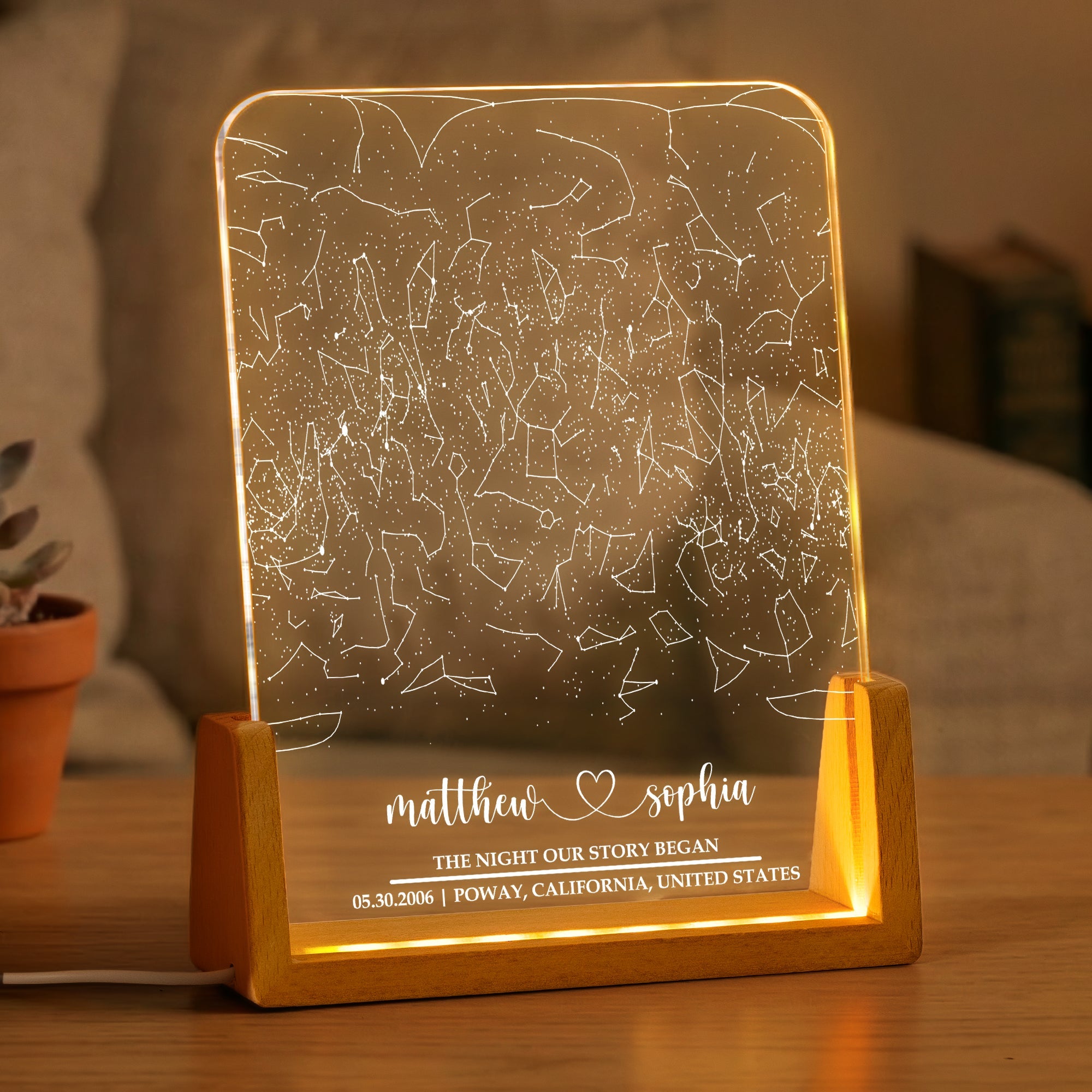 The Night Our Story Began Couple Anniversary Gifts Custom Star Map - Personalized Night Light