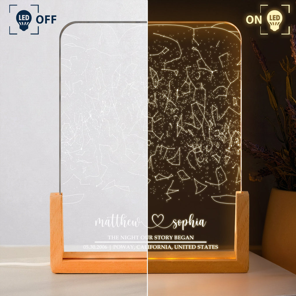 The Night Our Story Began Couple Anniversary Gifts Custom Star Map - Personalized Night Light