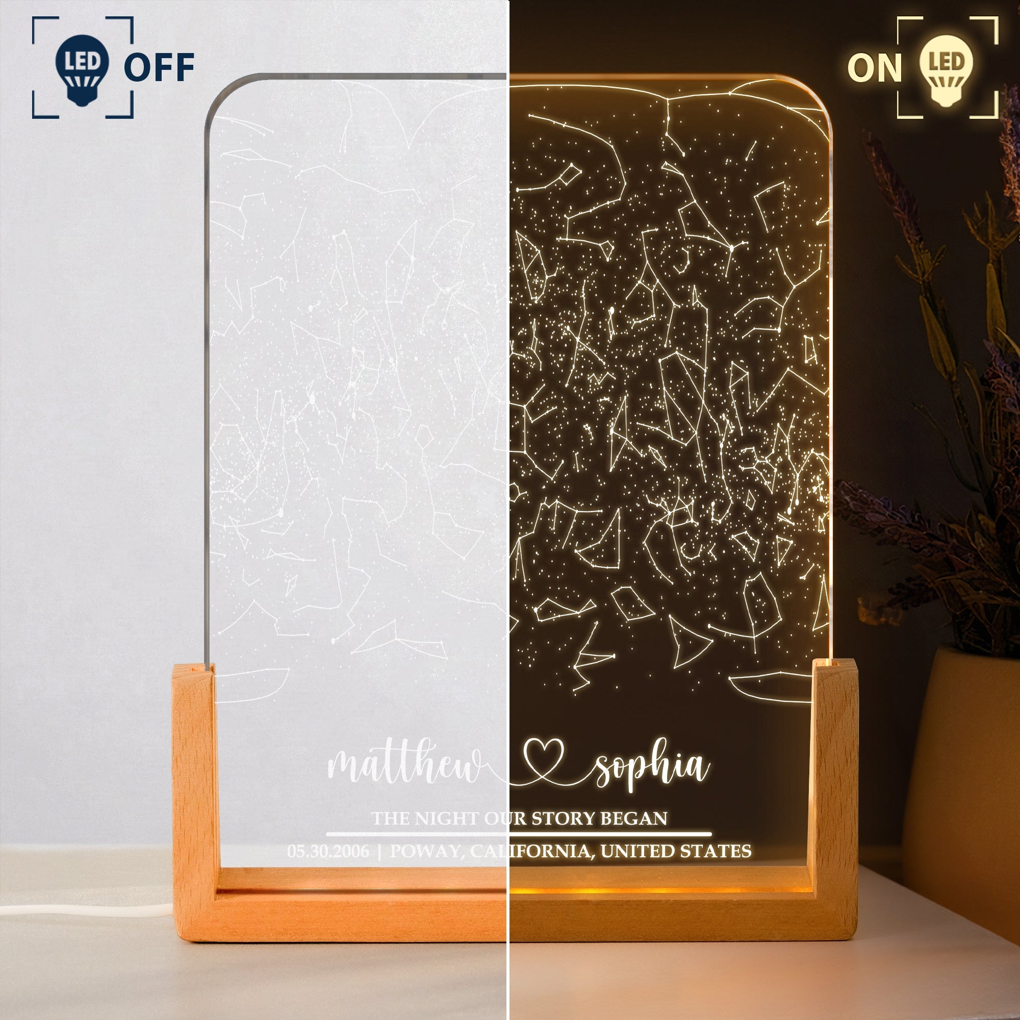The Night Our Story Began Couple Anniversary Gifts Custom Star Map - Personalized Night Light
