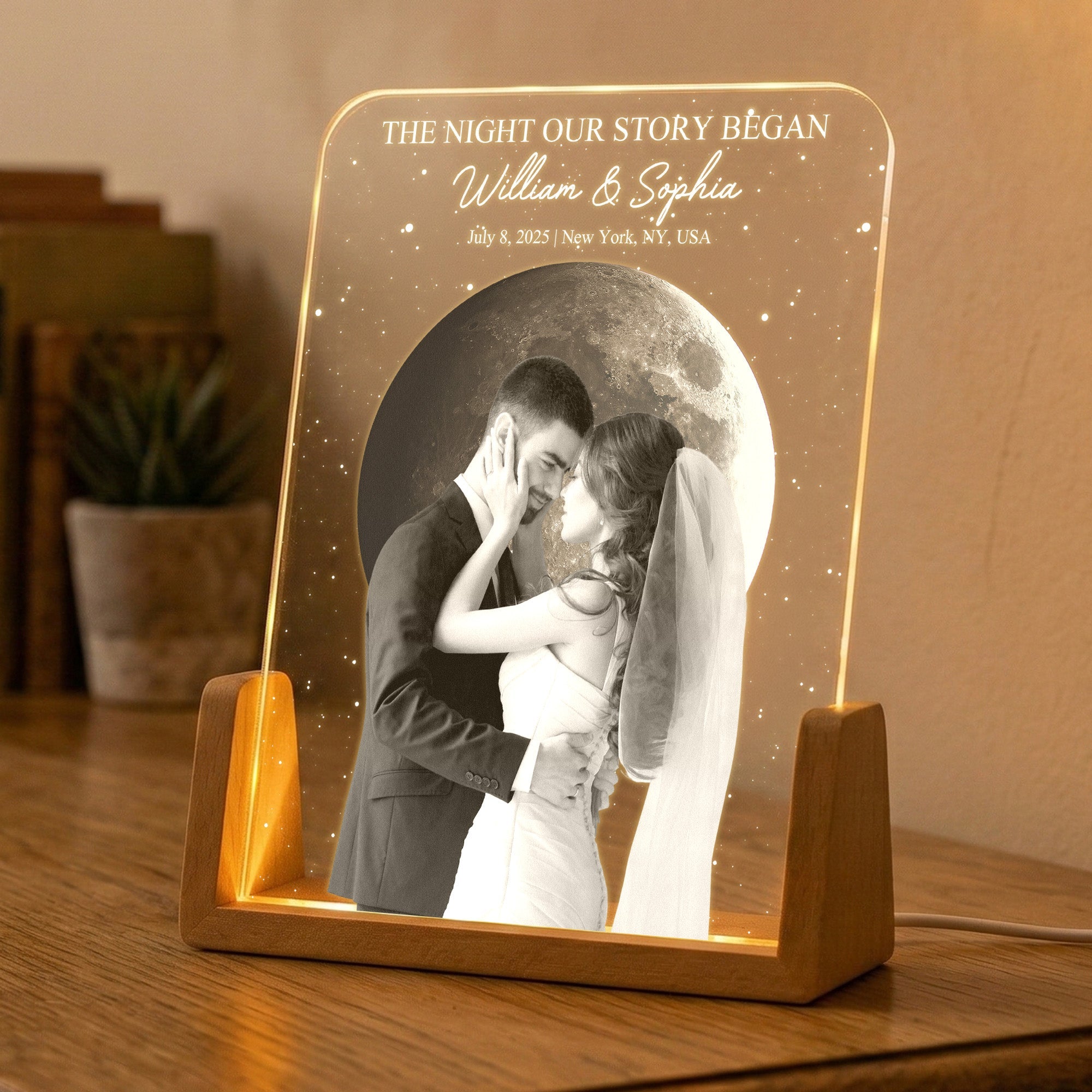 The Night Our Story Began Custom Photo & Moon Phase - Personalized Night Light