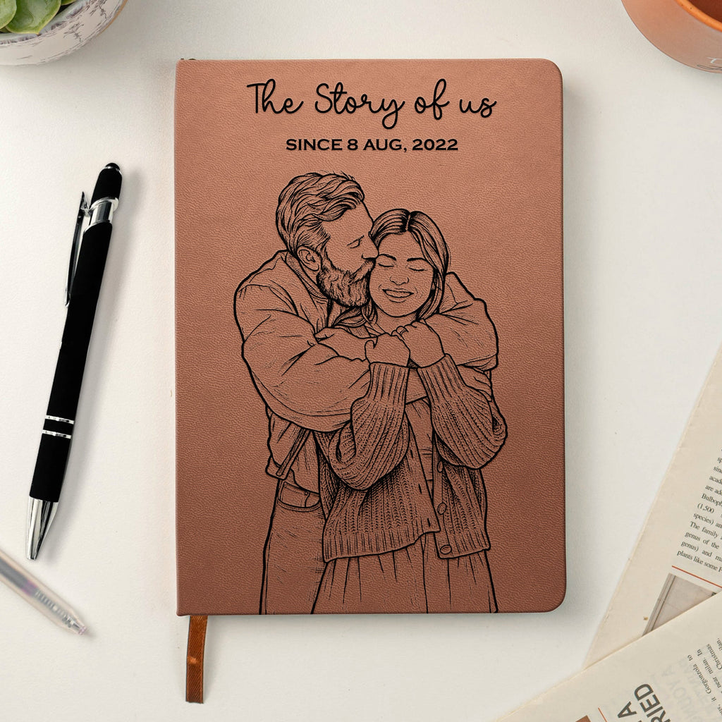 The Story Of Us Custom Couple Sketch Line Art - Personalized Journal