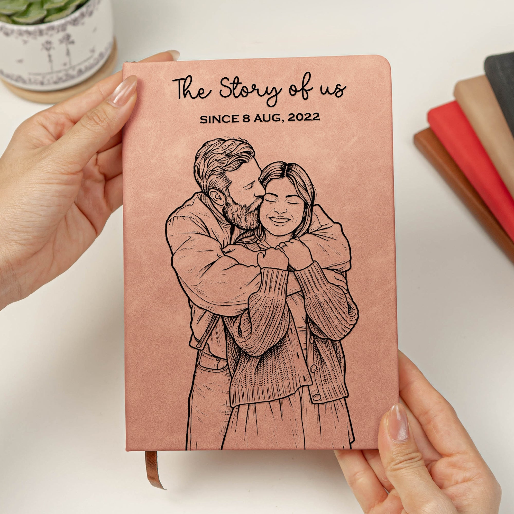 The Story Of Us Custom Couple Sketch Line Art - Personalized Journal