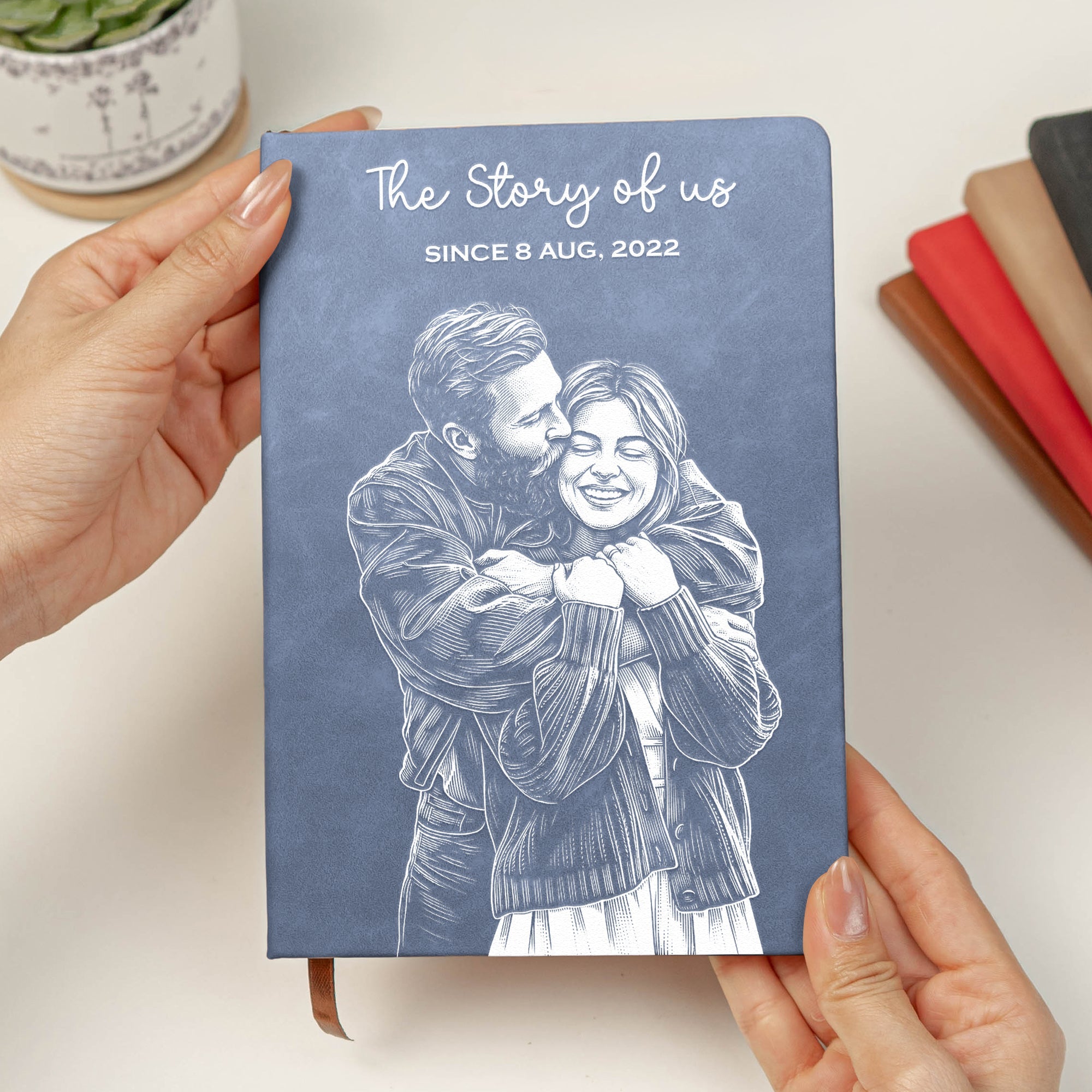 The Story Of Us Custom Couple Sketch Line Art - Personalized Journal