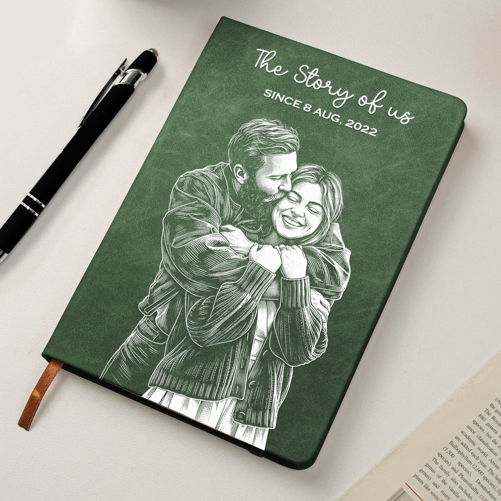 The Story Of Us Custom Couple Sketch Line Art - Personalized Journal