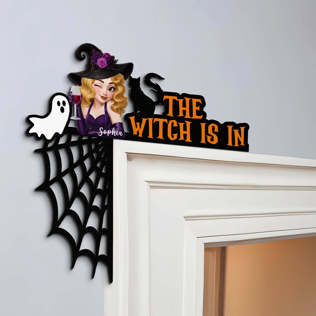 The Witch Is In Happy Halloween - Personalized Door Corner Decor
